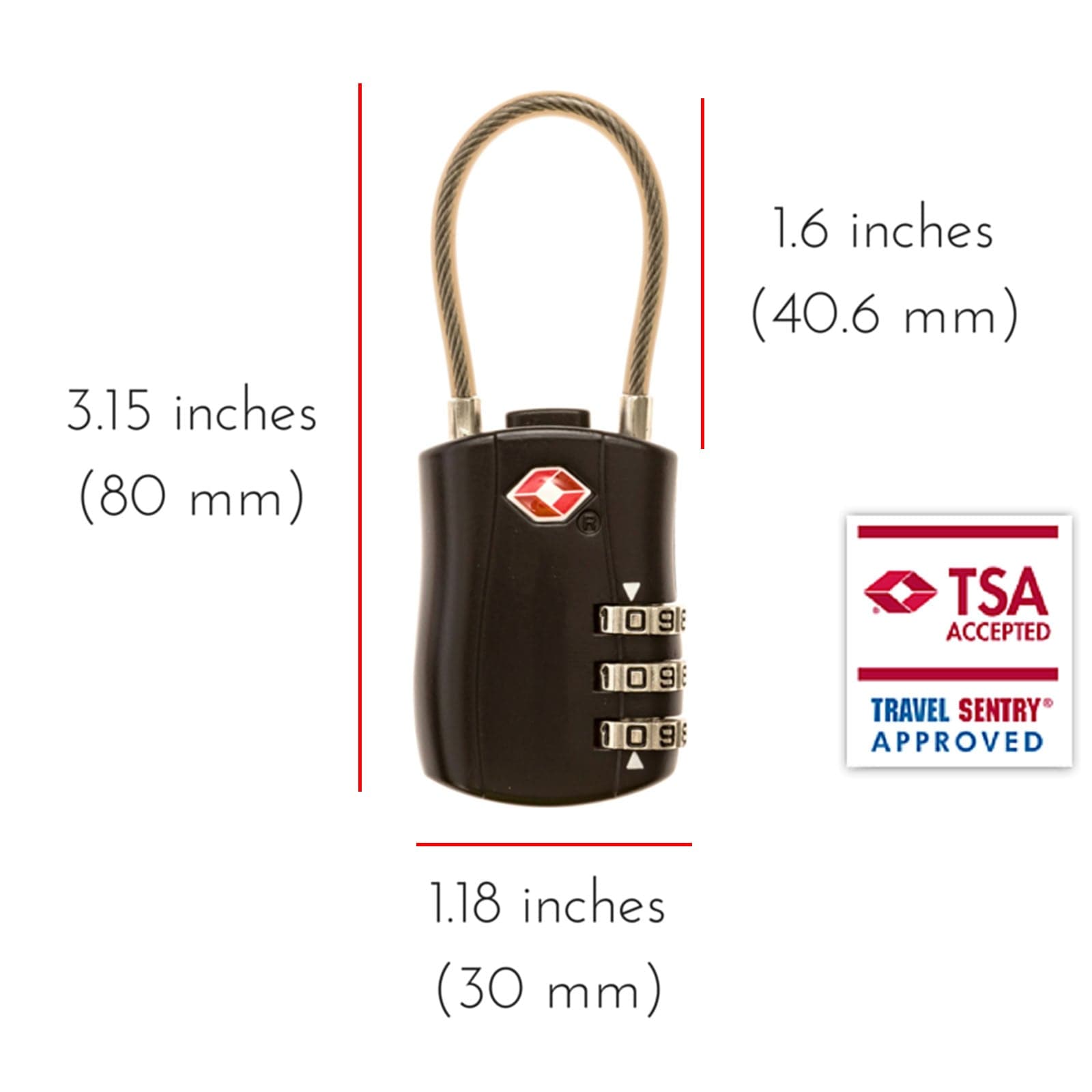 2 x TSA Approved 3 Digit Combination Locks Cable Luggage Suitcase Security Locks-Travel Accessories-PEROZ Accessories