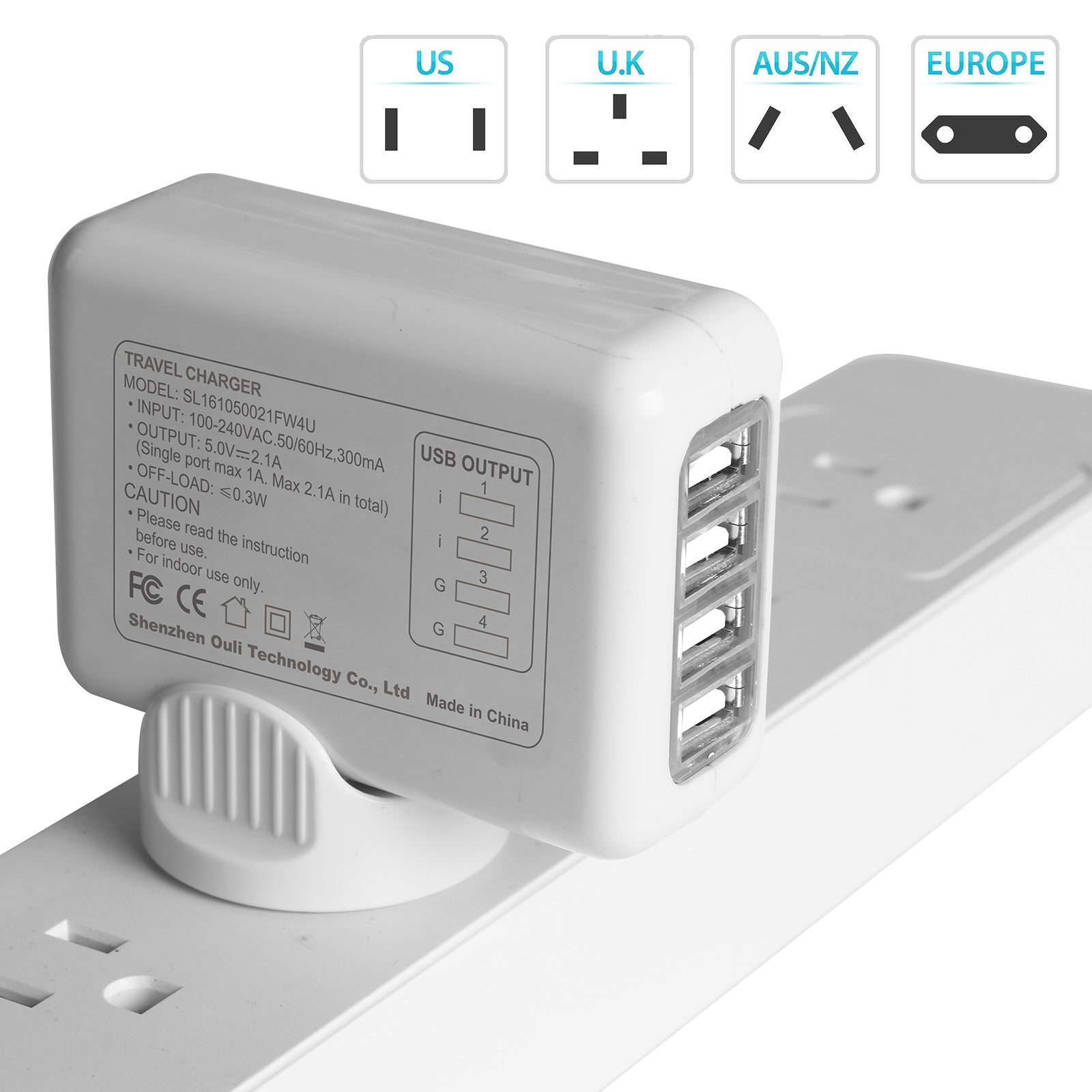 Travel Charger Universal 4 USB Ports Portable-Travel Accessories-PEROZ Accessories