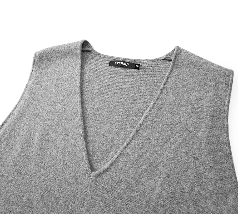 EVERAU 100% Wool V-Neck Sweater Wooly Vest