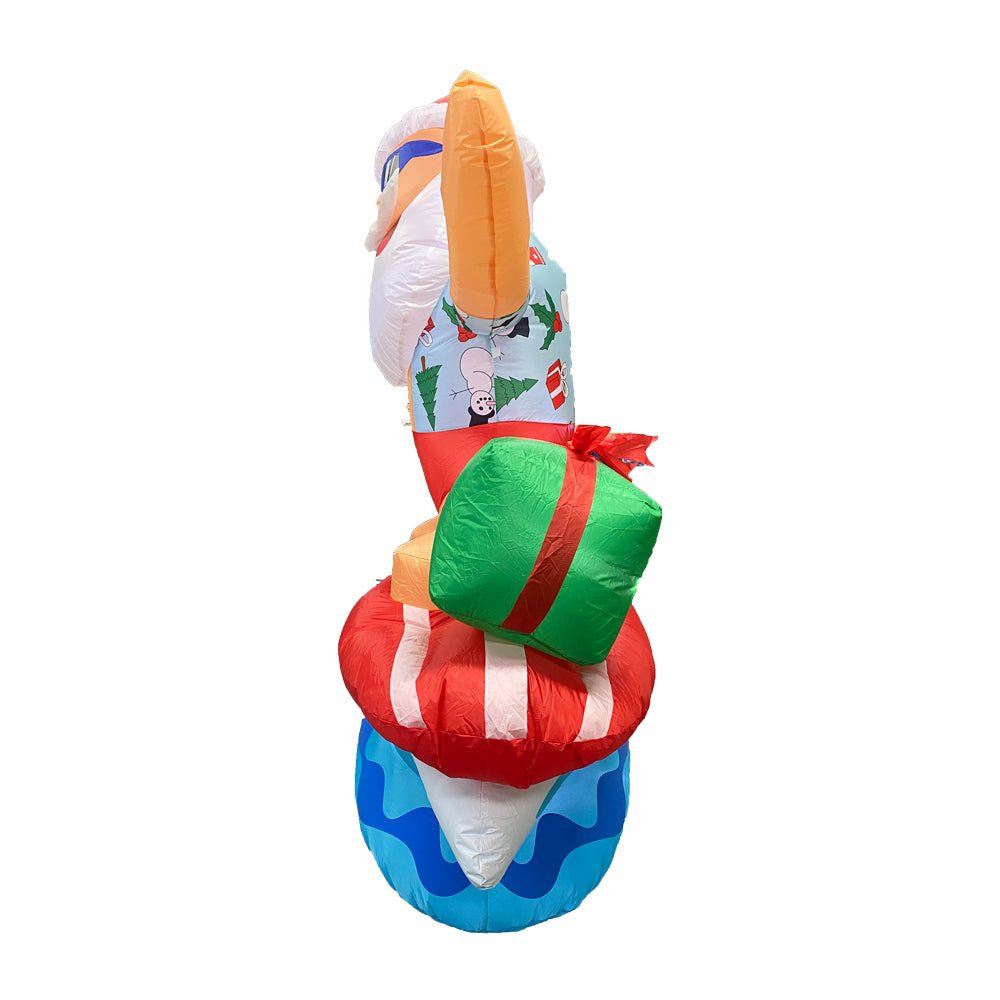 1.8m Inflatable Surfing Santa with LED Lights for Christmas Beach Decor-Occasions > Christmas > Outdoor Decorations & Lights-PEROZ Accessories