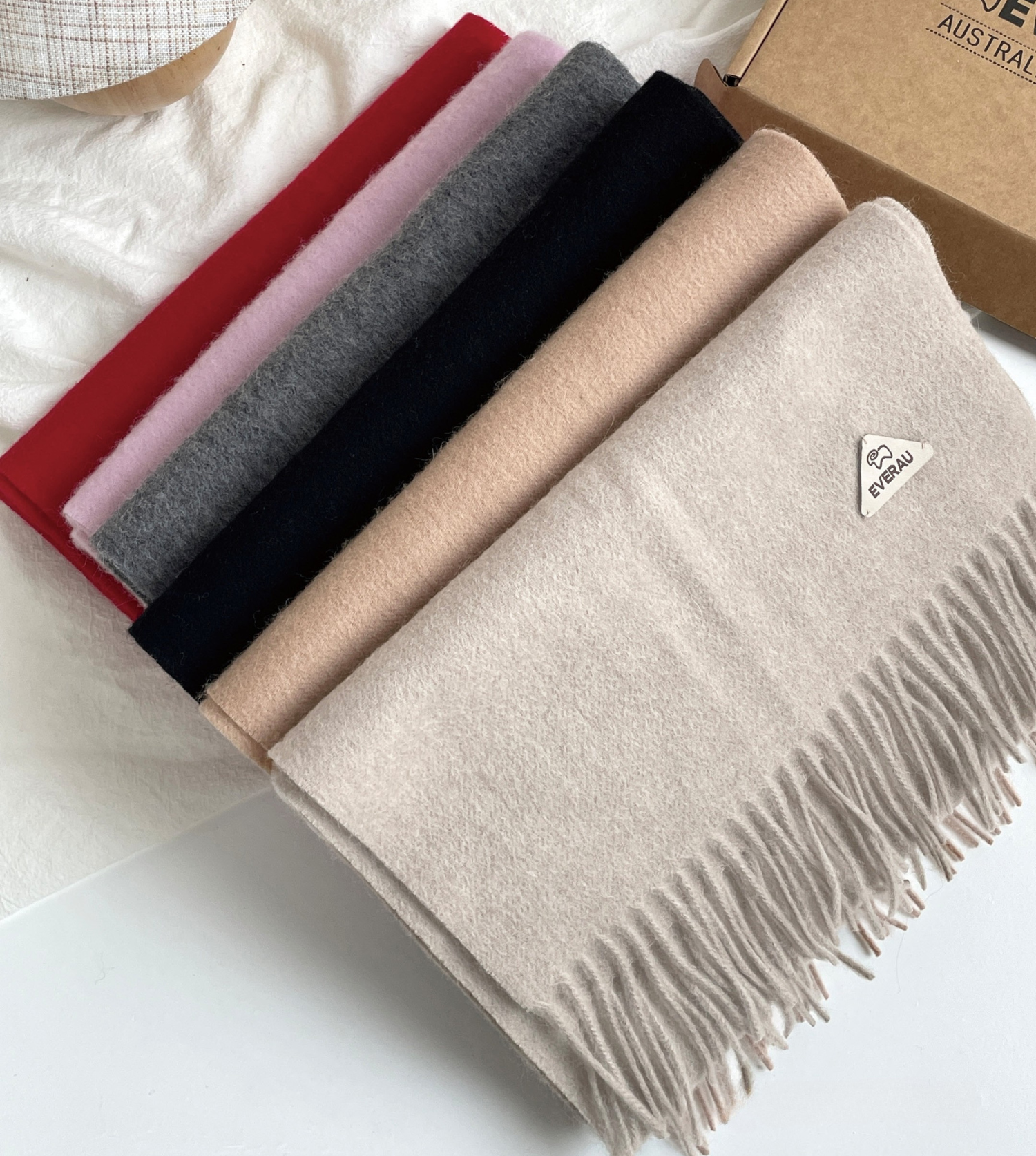 EVERAU Eva Plain Wool Scarf - EA8019-PEROZ Accessories