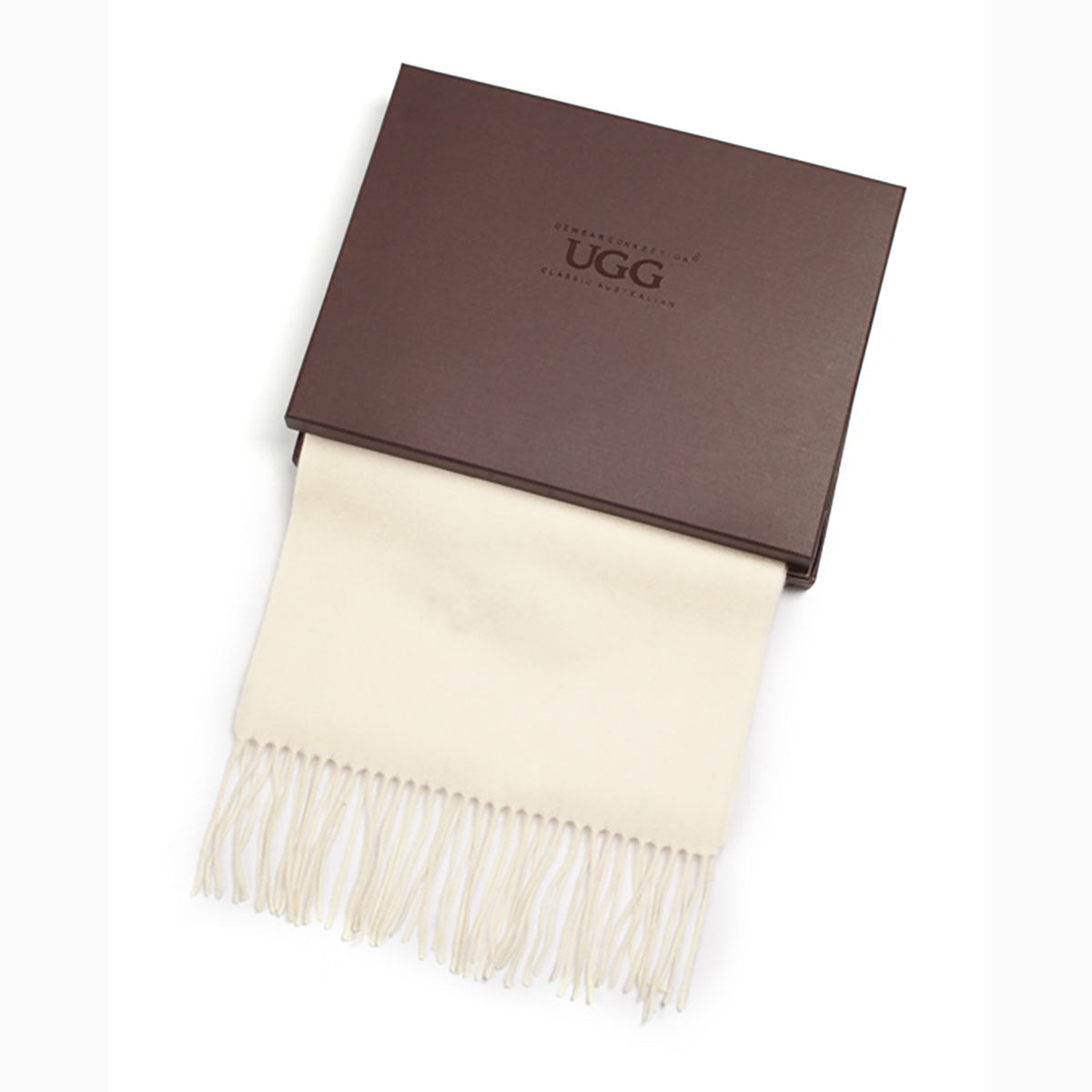 Ugg 100% Wool Scarf White-Scarves-PEROZ Accessories