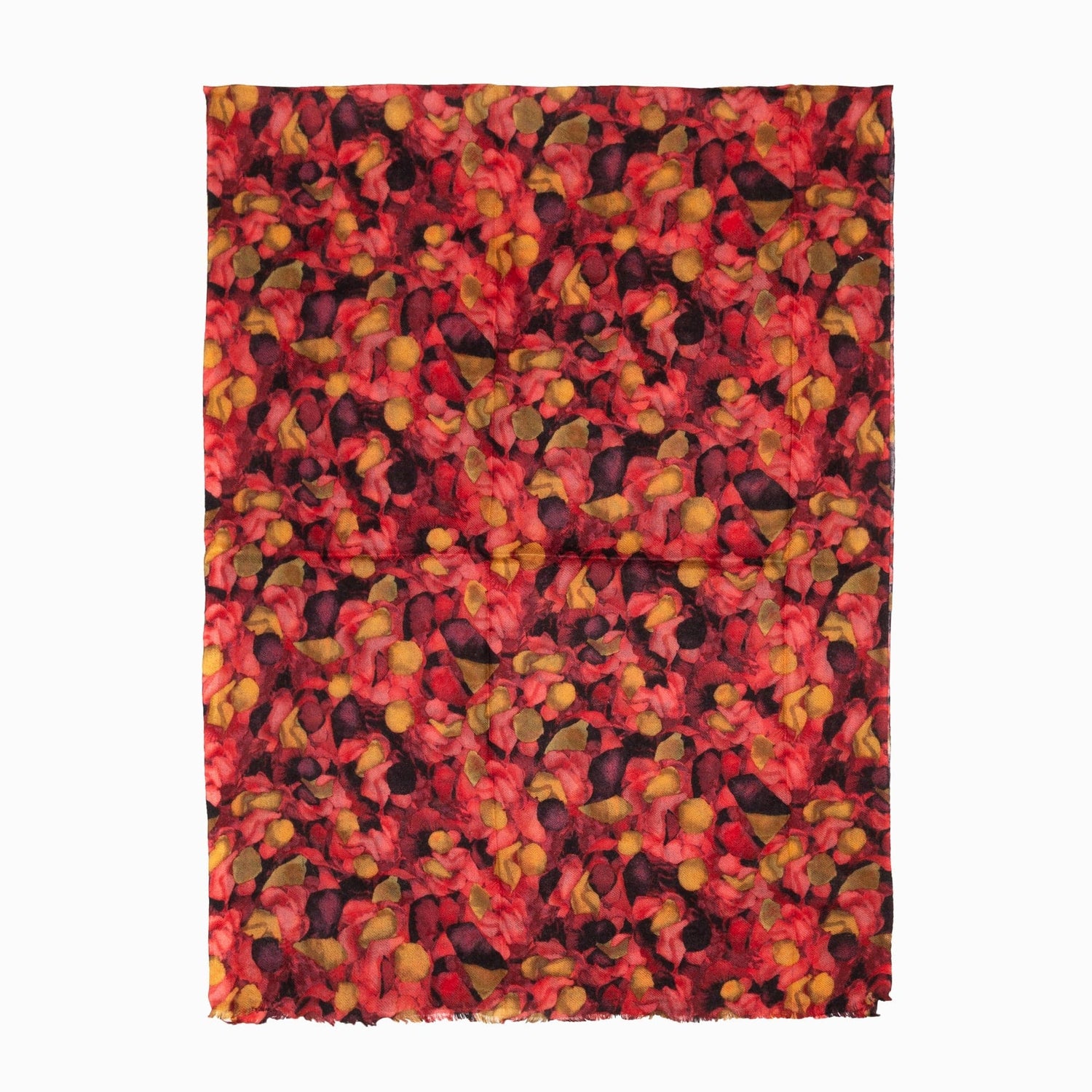 100% Australian Wool Print Scarf Saffron Leaves Floral-Scarves-PEROZ Accessories