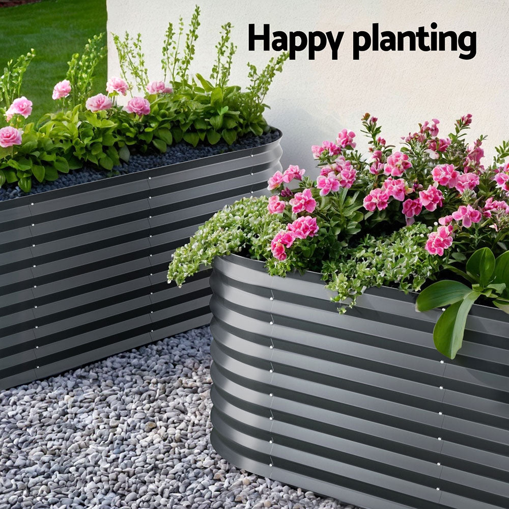 2x Green Fingers Raised Garden Bed 320X80X56cm Oval Planter Box-Home & Garden > Garden Beds > Garden Beds & Planters-PEROZ Accessories