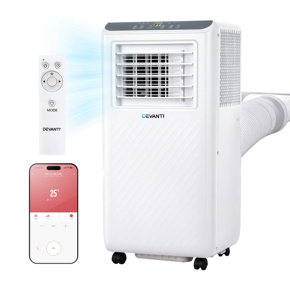 3-in-1 Devanti Portable Air Conditioner Dehumidifier Fan 7000BTU-Appliances > Air Conditioners > Portable Air Conditioners-PEROZ Accessories