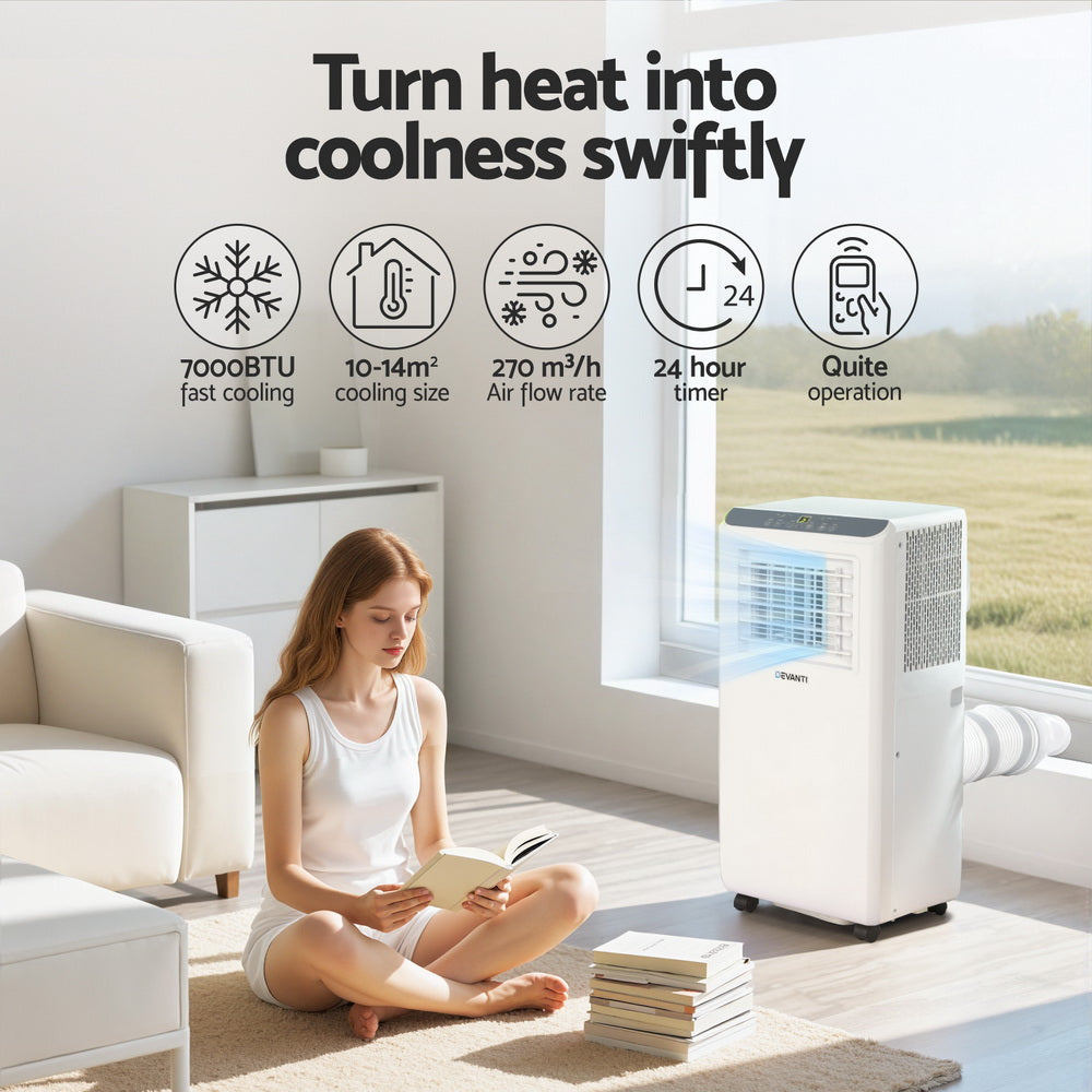 3-in-1 Devanti Portable Air Conditioner Dehumidifier Fan 7000BTU-Appliances > Air Conditioners > Portable Air Conditioners-PEROZ Accessories