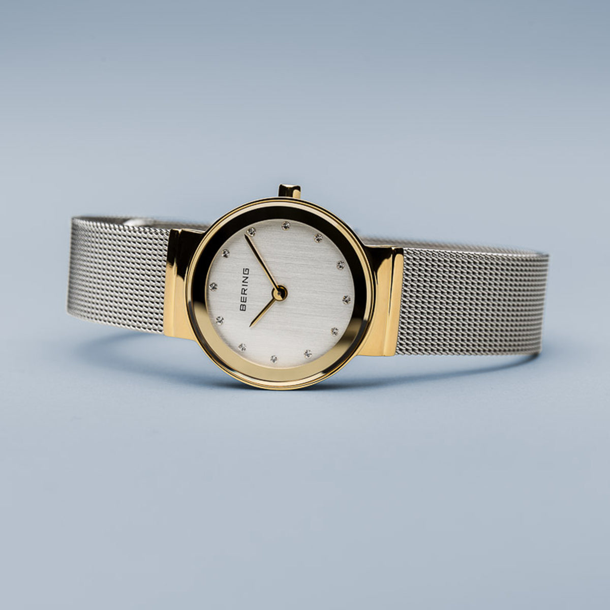 Bering Classic Polished Gold Silver Mesh Watch-PEROZ Accessories