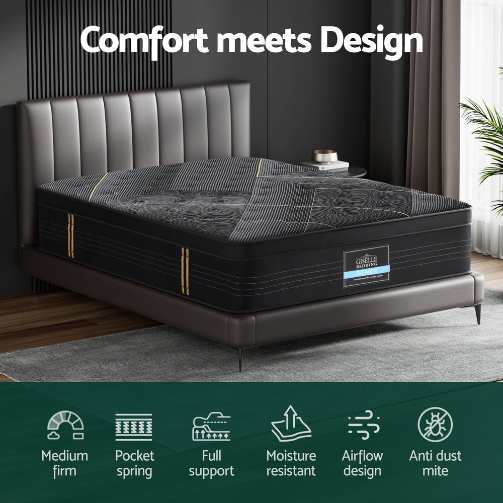 35cm Giselle Mattress Queen Bed Bamboo Pocket Firm Foam-Furniture > Mattresses > Queen Mattress-PEROZ Accessories