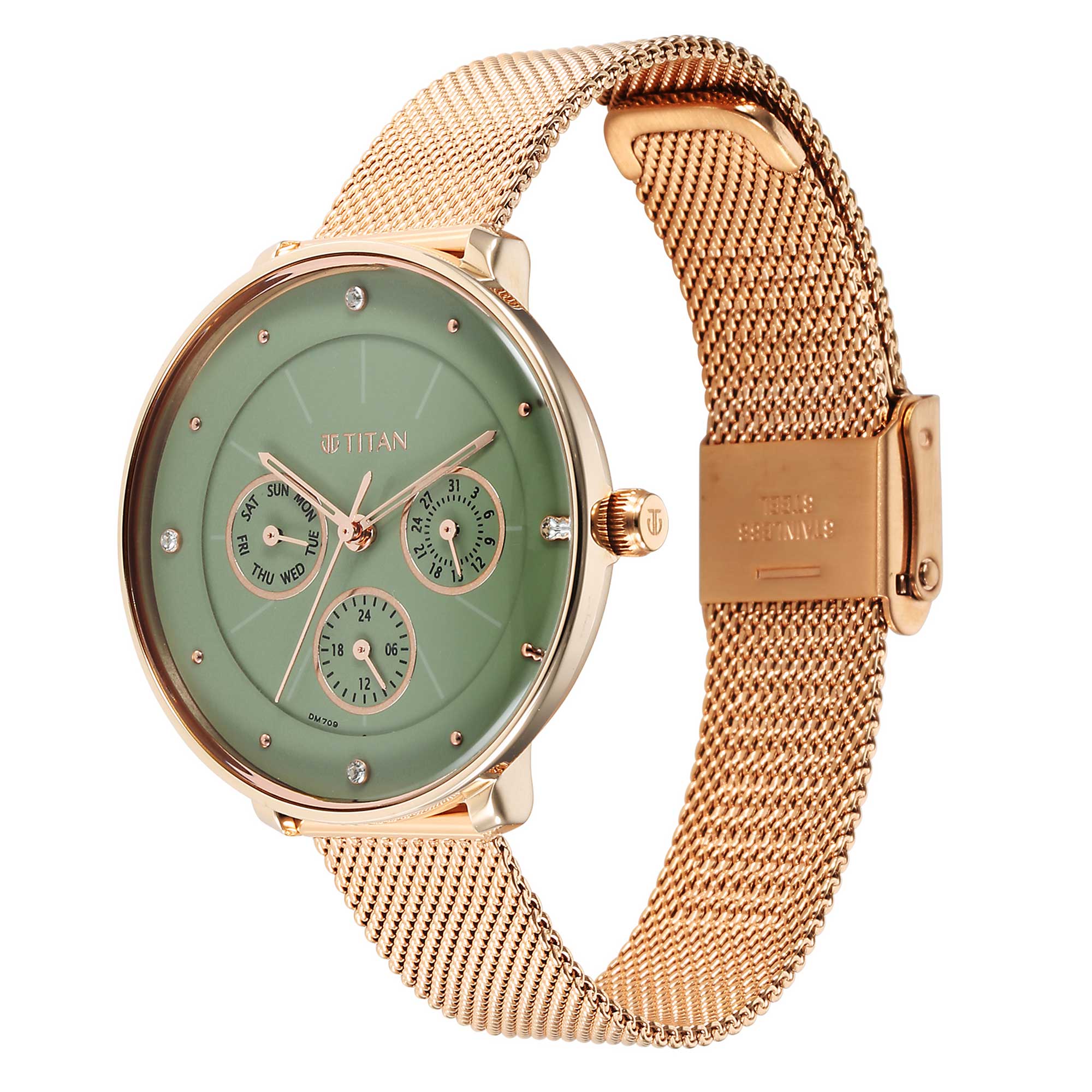 Titan Neo Green Dial Analogue Stainless Steel Strap Watch for Women-PEROZ Accessories