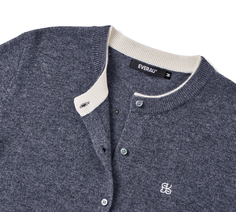 EVERAU 100% Wool Cardigan Knit Velly