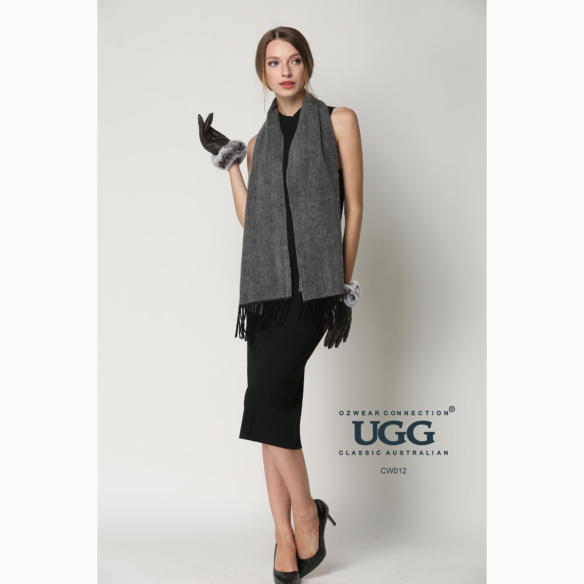 Ugg Cashmere & Wool Scarf Grey-Scarves-PEROZ Accessories