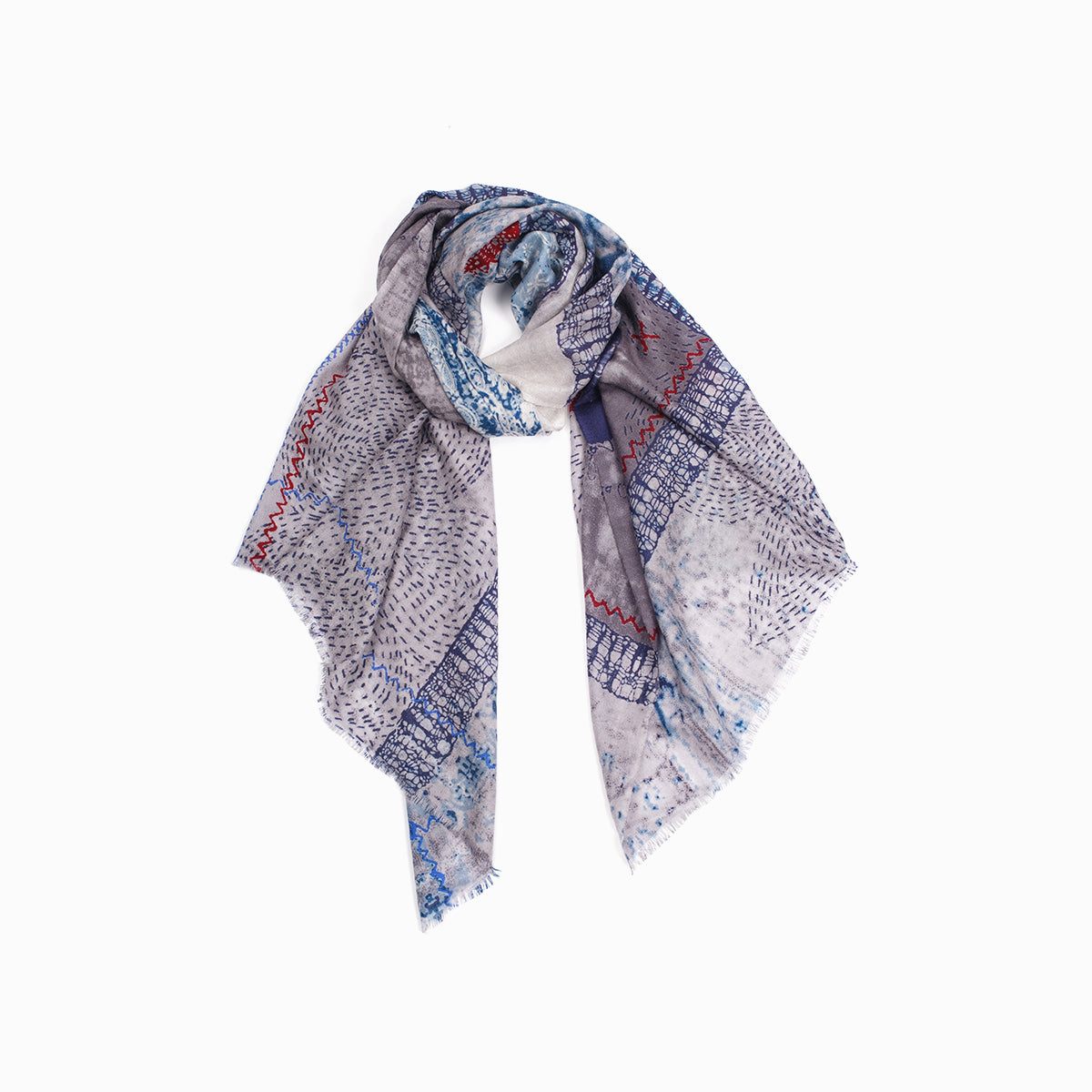 Ugg 100% Australian Merino Wool Scarf Blue Grey-Scarves-PEROZ Accessories