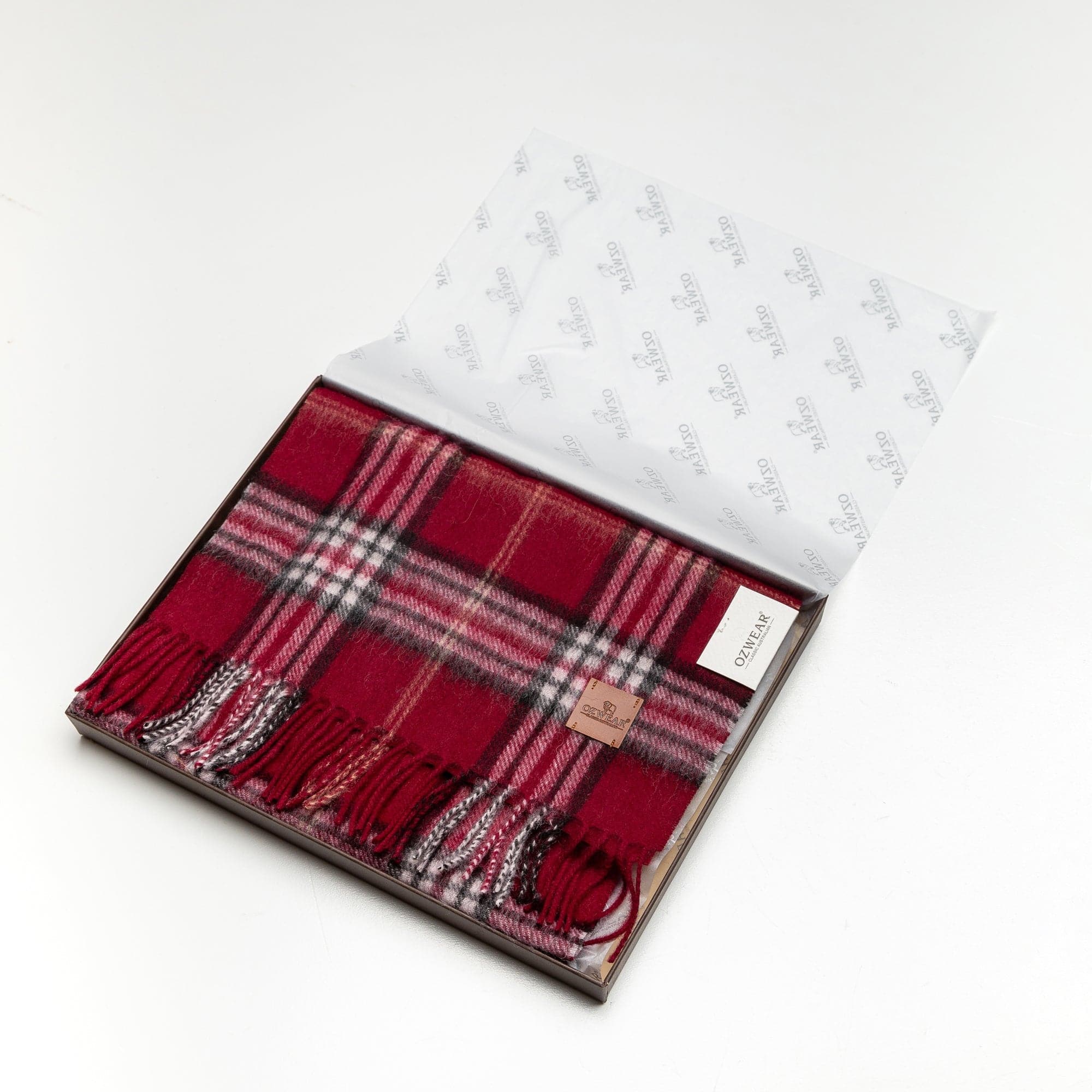 100% Wool Scarf Red Check-Scarves-PEROZ Accessories