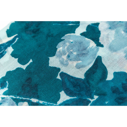 100% Australian Wool Print Scarf Sky Blue Flora-Scarves-PEROZ Accessories