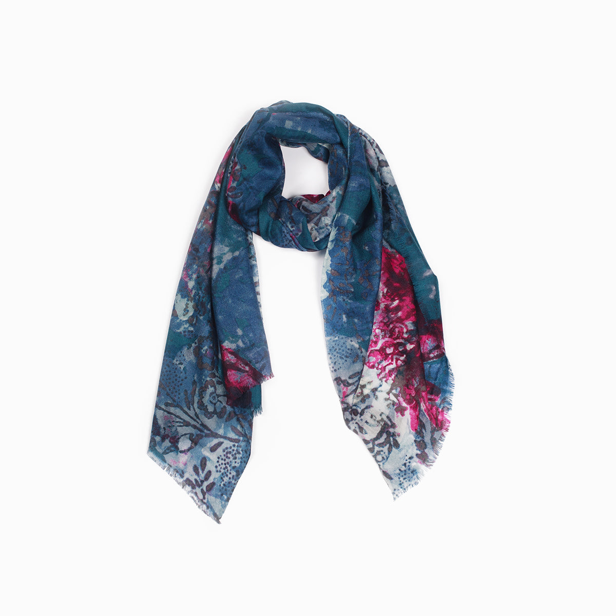 Ugg 100% Australian Merino Wool Scarf Peacock Blue-Scarves-PEROZ Accessories