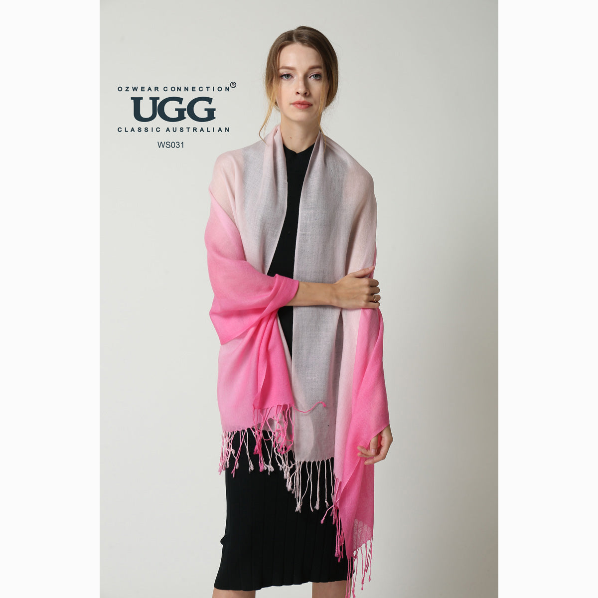 Ugg 100% Merino Wool Tie Dye Scarf Pink and Rose-Scarves-PEROZ Accessories