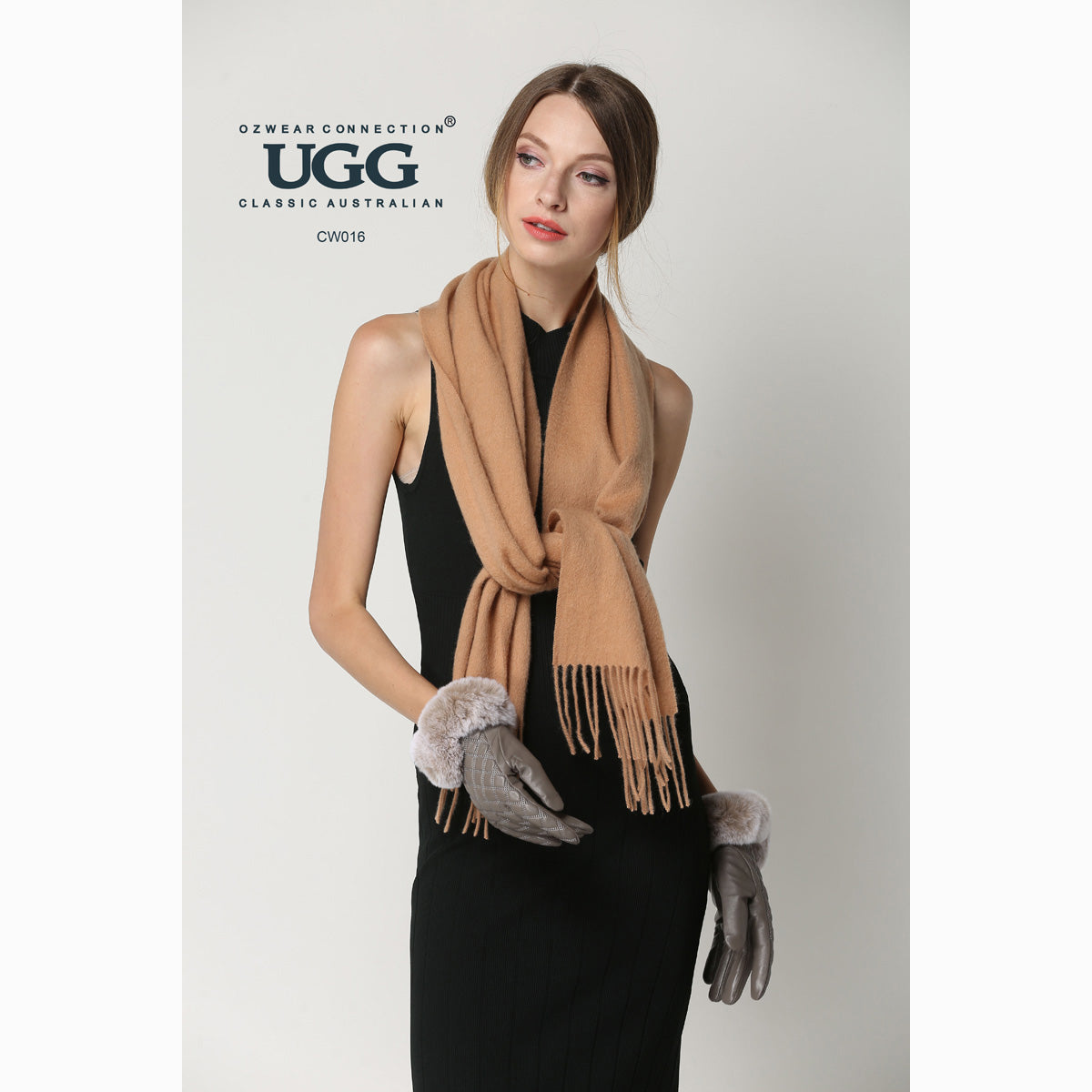 Ugg Cashmere & Wool Scarf Camel-Scarves-PEROZ Accessories