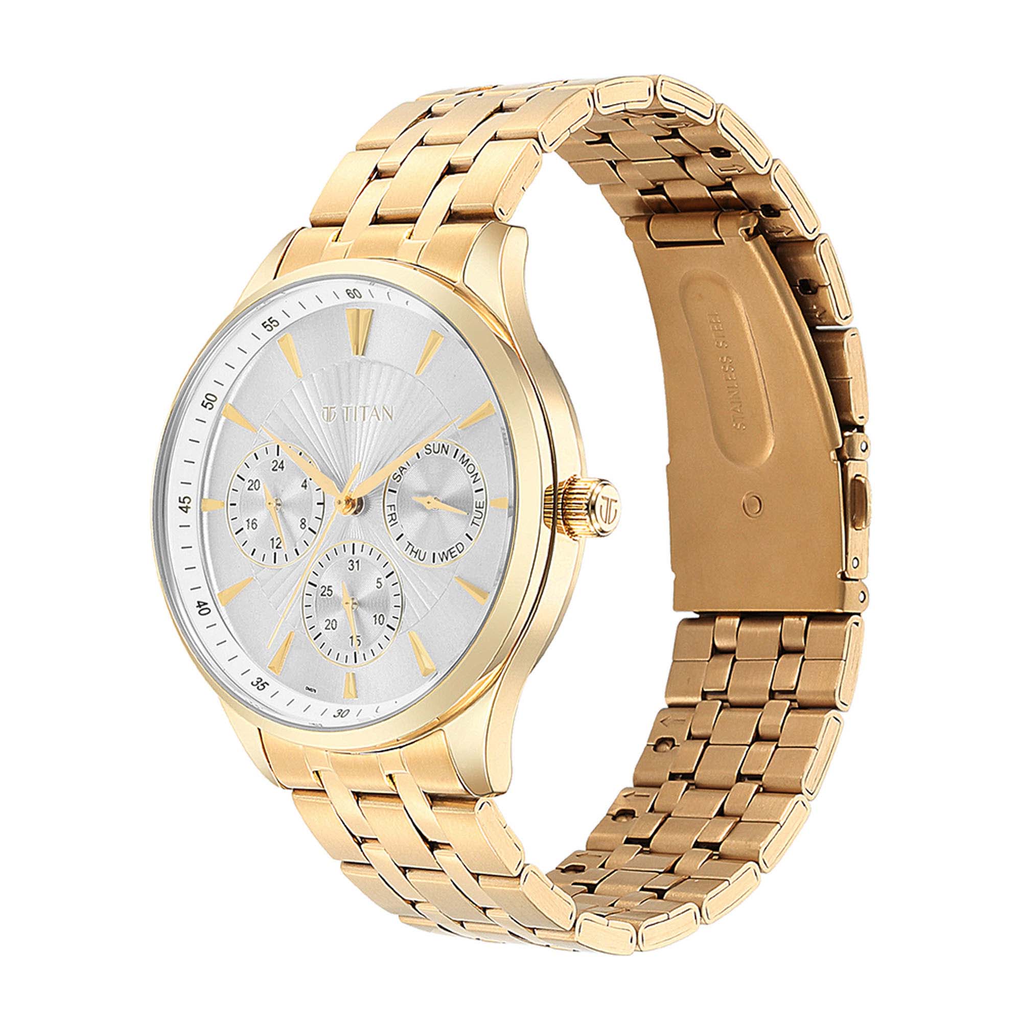 Titan Opulent III Silver Dial Multifunction Watch for Men-PEROZ Accessories