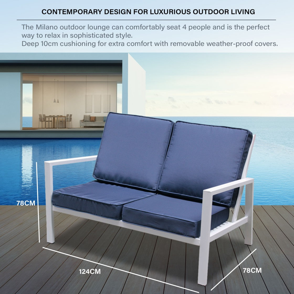 Milano 4pc Outdoor Furniture Lounge Patio Setting Coffee Table Chairs Garden Set-Outdoor Chairs & Lounges-PEROZ Accessories