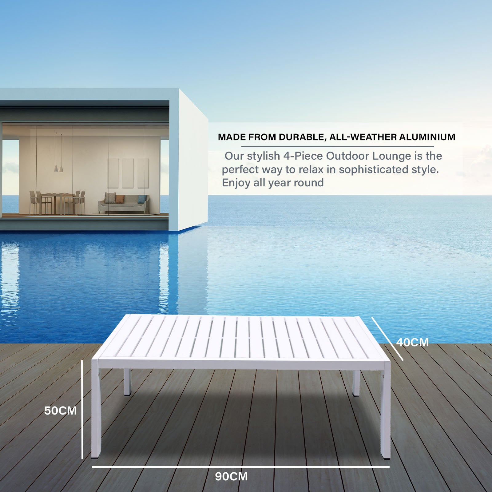 Milano 4pc Outdoor Furniture Lounge Patio Setting Coffee Table Chairs Garden Set-Outdoor Chairs & Lounges-PEROZ Accessories