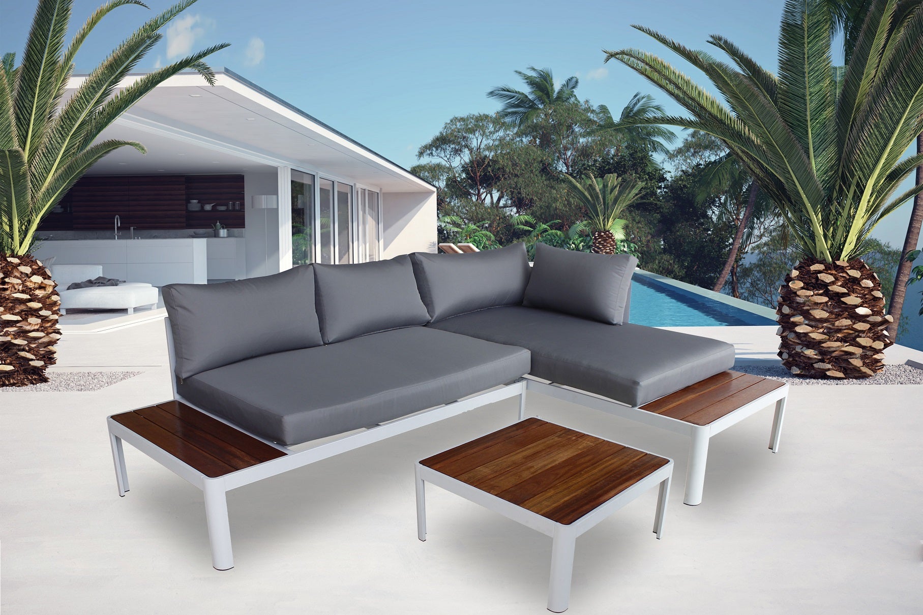 Milano 3pc Outdoor Furniture Lounge Sofa Set Poolside Deck Patio Setting Garden-Outdoor Chairs & Lounges-PEROZ Accessories