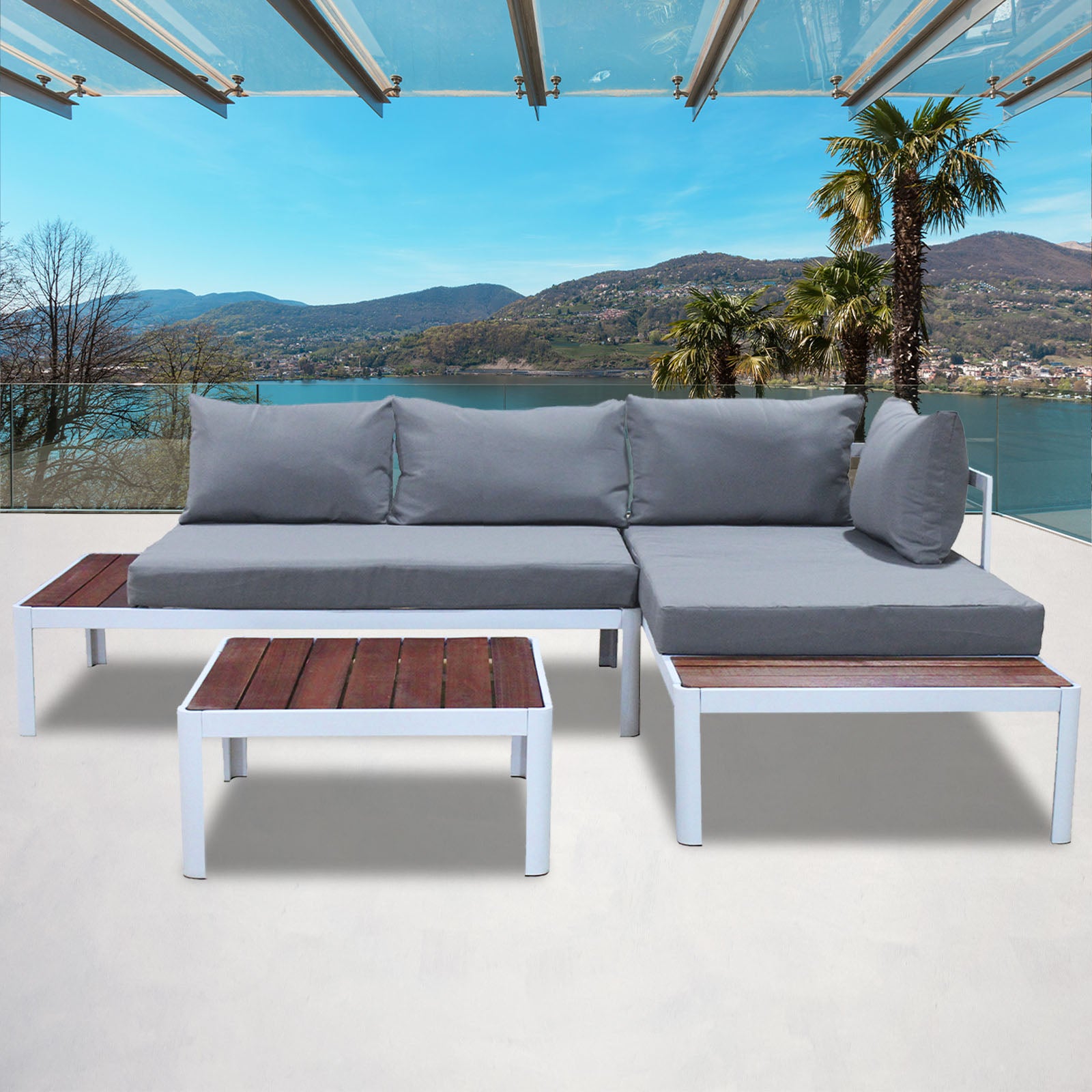 Milano 3pc Outdoor Furniture Lounge Sofa Set Poolside Deck Patio Setting Garden-Outdoor Chairs & Lounges-PEROZ Accessories