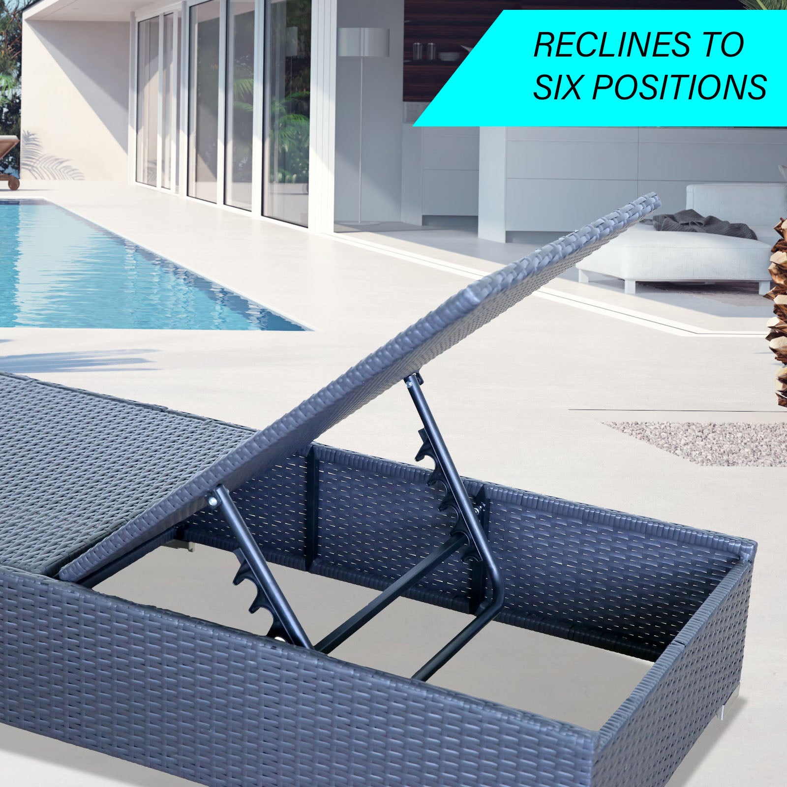 Milano Outdoor 3pc Sun Lounge Pool Bed Deck Rattan Chair Adjustable Furniture-Outdoor Chairs & Lounges-PEROZ Accessories