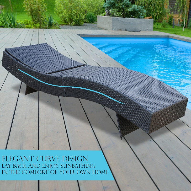 Milano Outdoor Sun Lounge Pool Bed Deck Rattan Chair Curved Design Wicker Sofa-Outdoor Chairs & Lounges-PEROZ Accessories