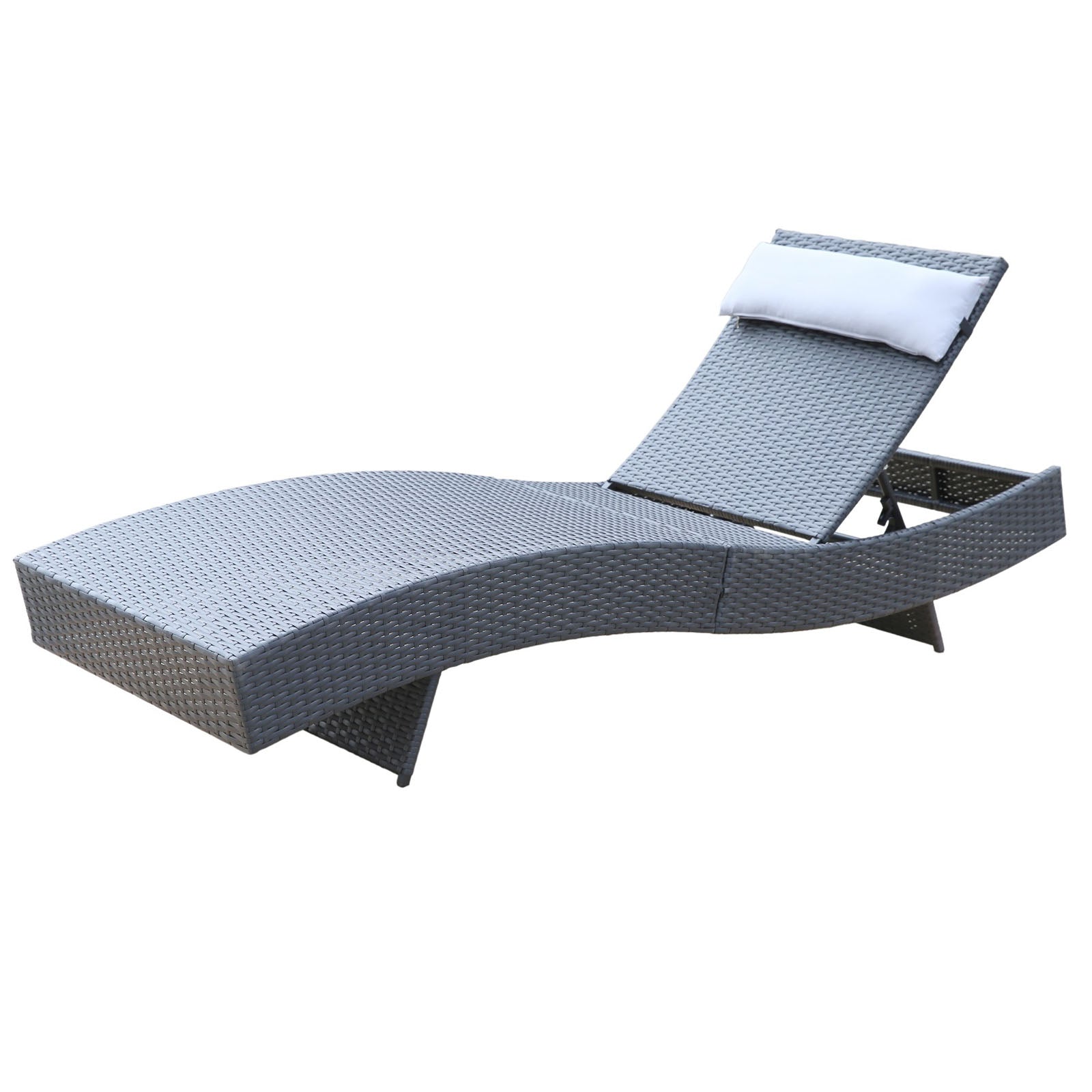 Milano Outdoor Sun Lounge Pool Bed Deck Rattan Chair Curved Design Wicker Sofa-Outdoor Chairs & Lounges-PEROZ Accessories