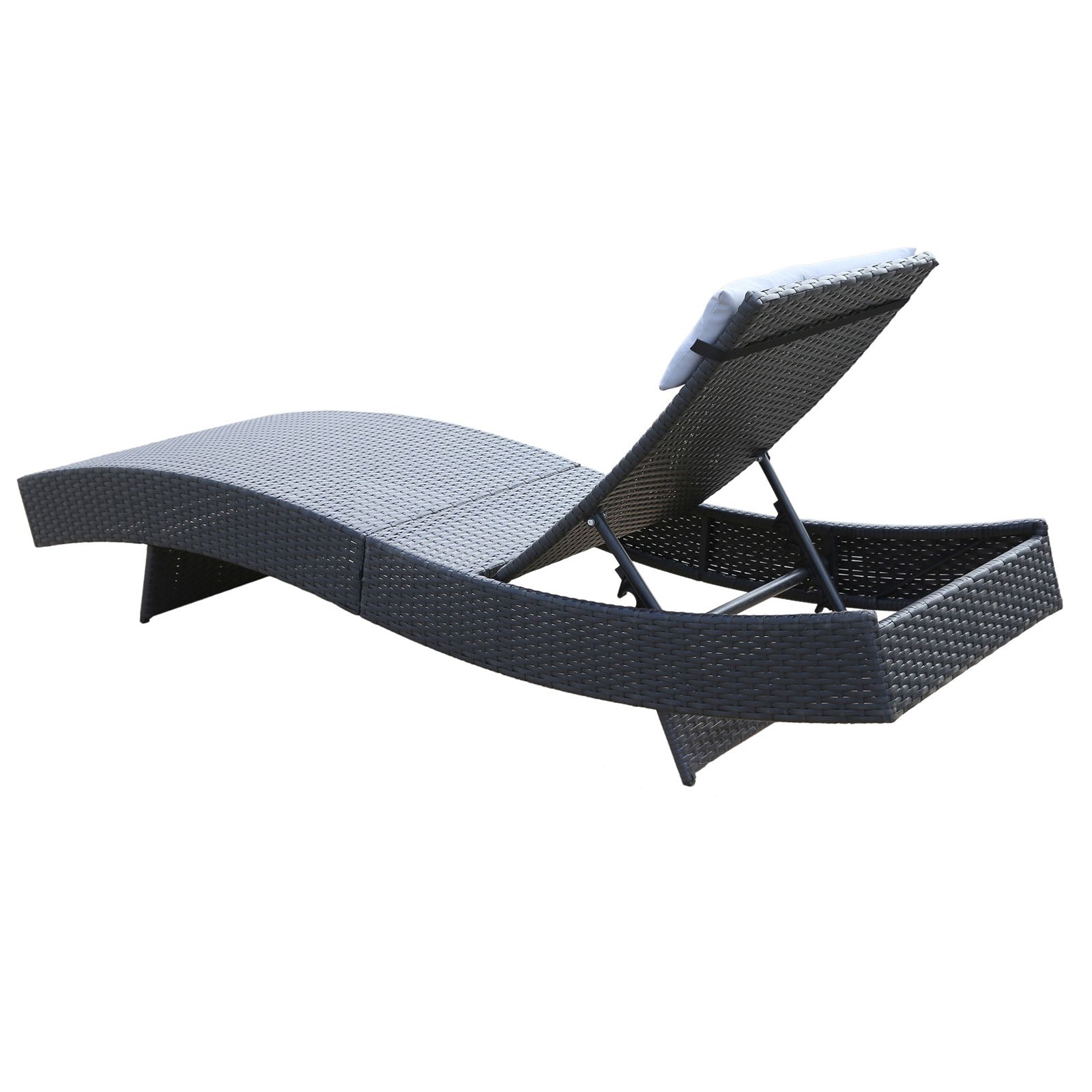 Milano Outdoor Sun Lounge Pool Bed Deck Rattan Chair Curved Design Wicker Sofa-Outdoor Chairs & Lounges-PEROZ Accessories