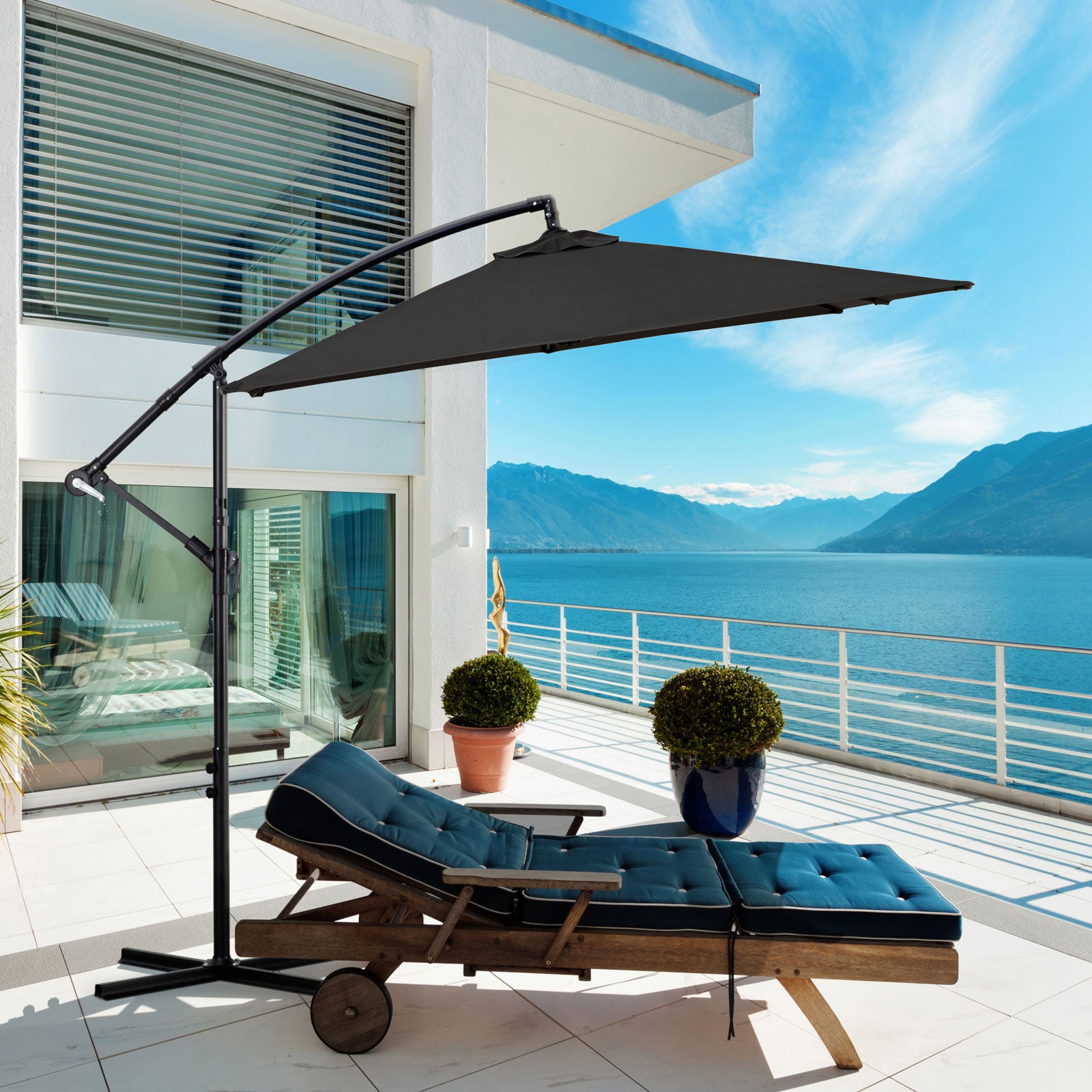 Milano 2.2M Outdoor Umbrella Cantilever Garden Deck Patio Shade Water-Resistant-Outdoor Umbrellas-PEROZ Accessories