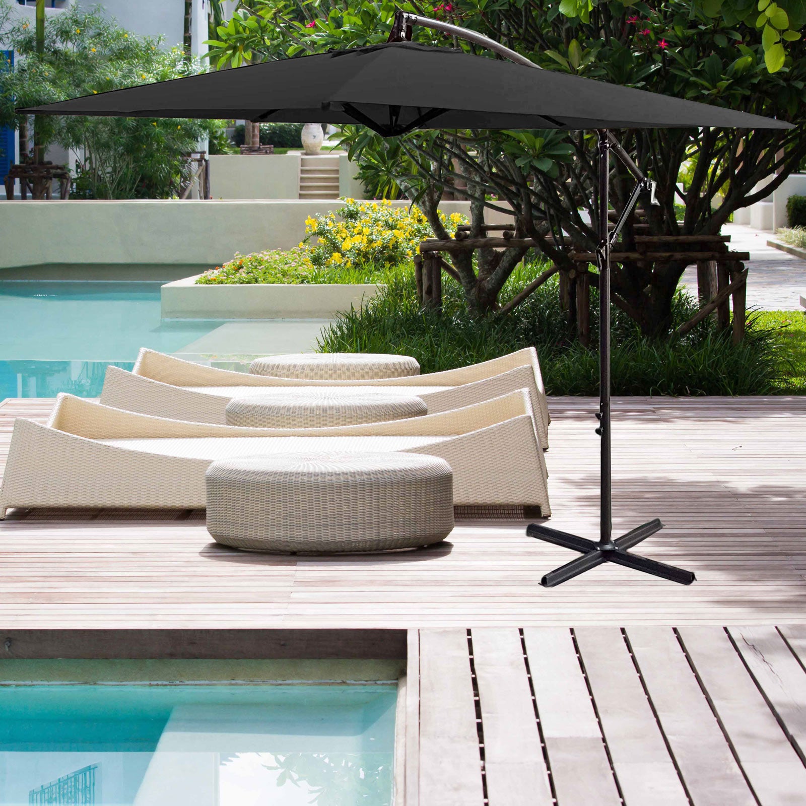 Milano 2.2M Outdoor Umbrella Cantilever Garden Deck Patio Shade Water-Resistant-Outdoor Umbrellas-PEROZ Accessories