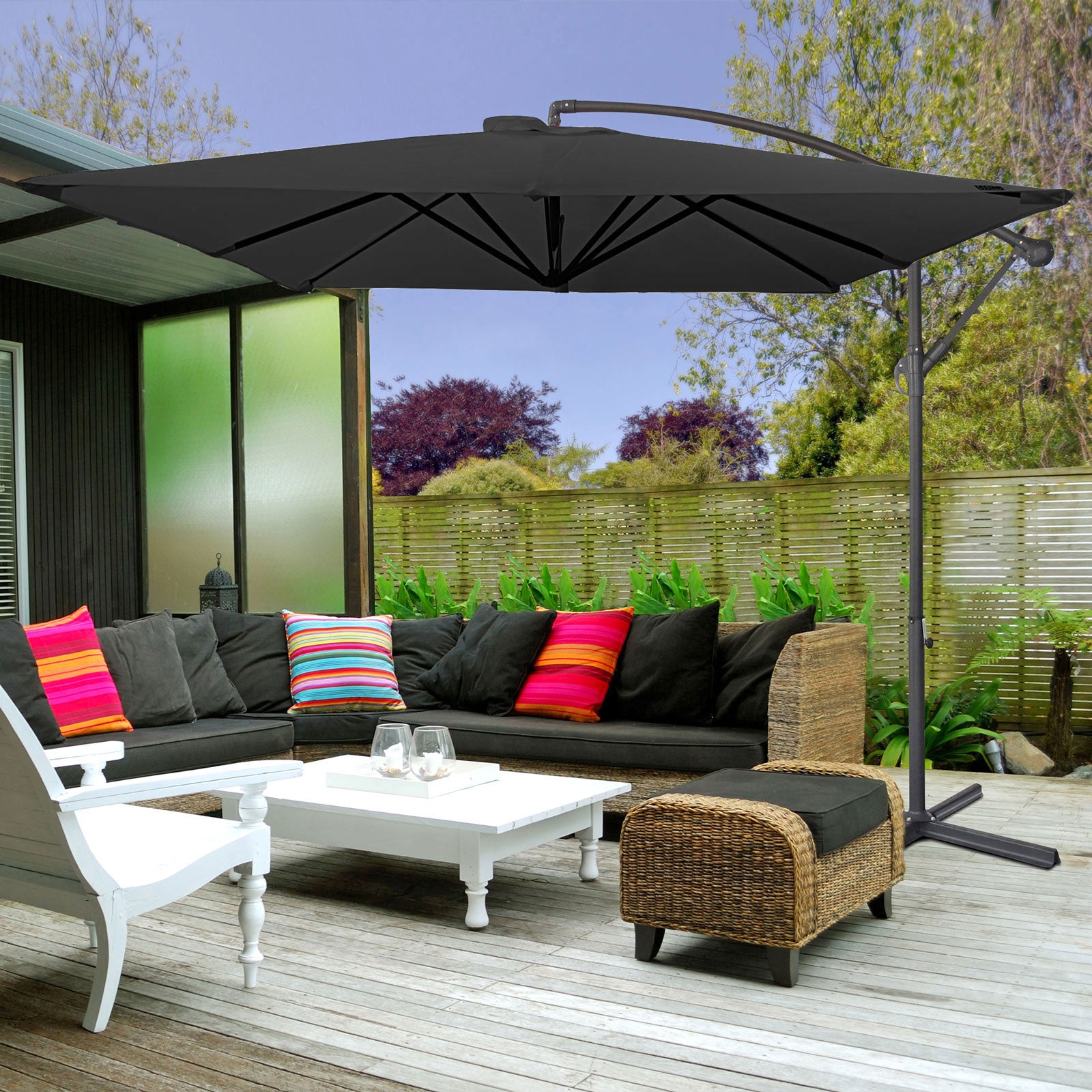 Milano 2.2M Outdoor Umbrella Cantilever Garden Deck Patio Shade Water-Resistant-Outdoor Umbrellas-PEROZ Accessories