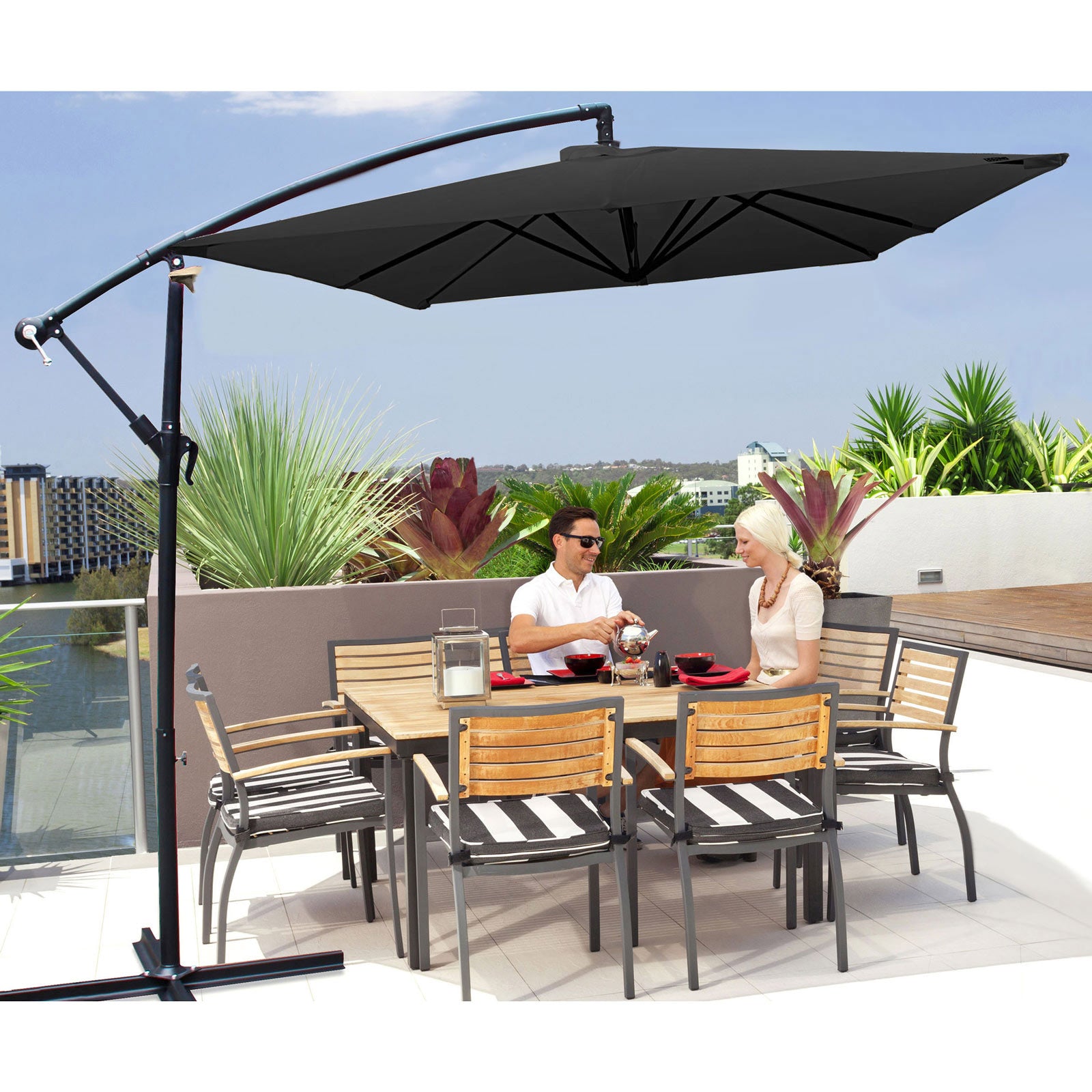 Milano 2.2M Outdoor Umbrella Cantilever Garden Deck Patio Shade Water-Resistant-Outdoor Umbrellas-PEROZ Accessories