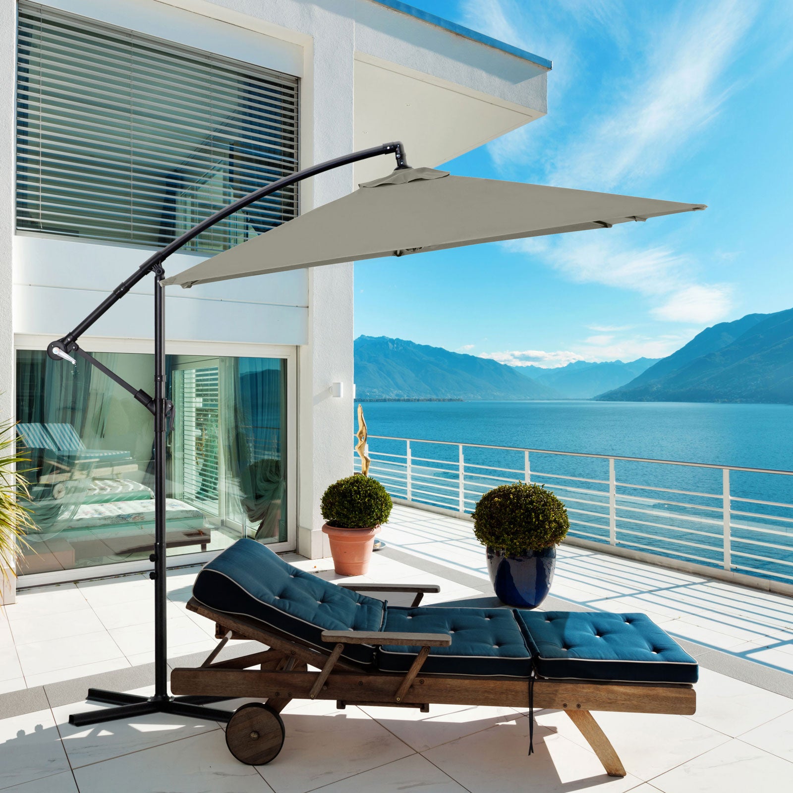 Milano 2.2M Outdoor Umbrella Cantilever Garden Deck Patio Shade Water-Resistant-Outdoor Umbrellas-PEROZ Accessories