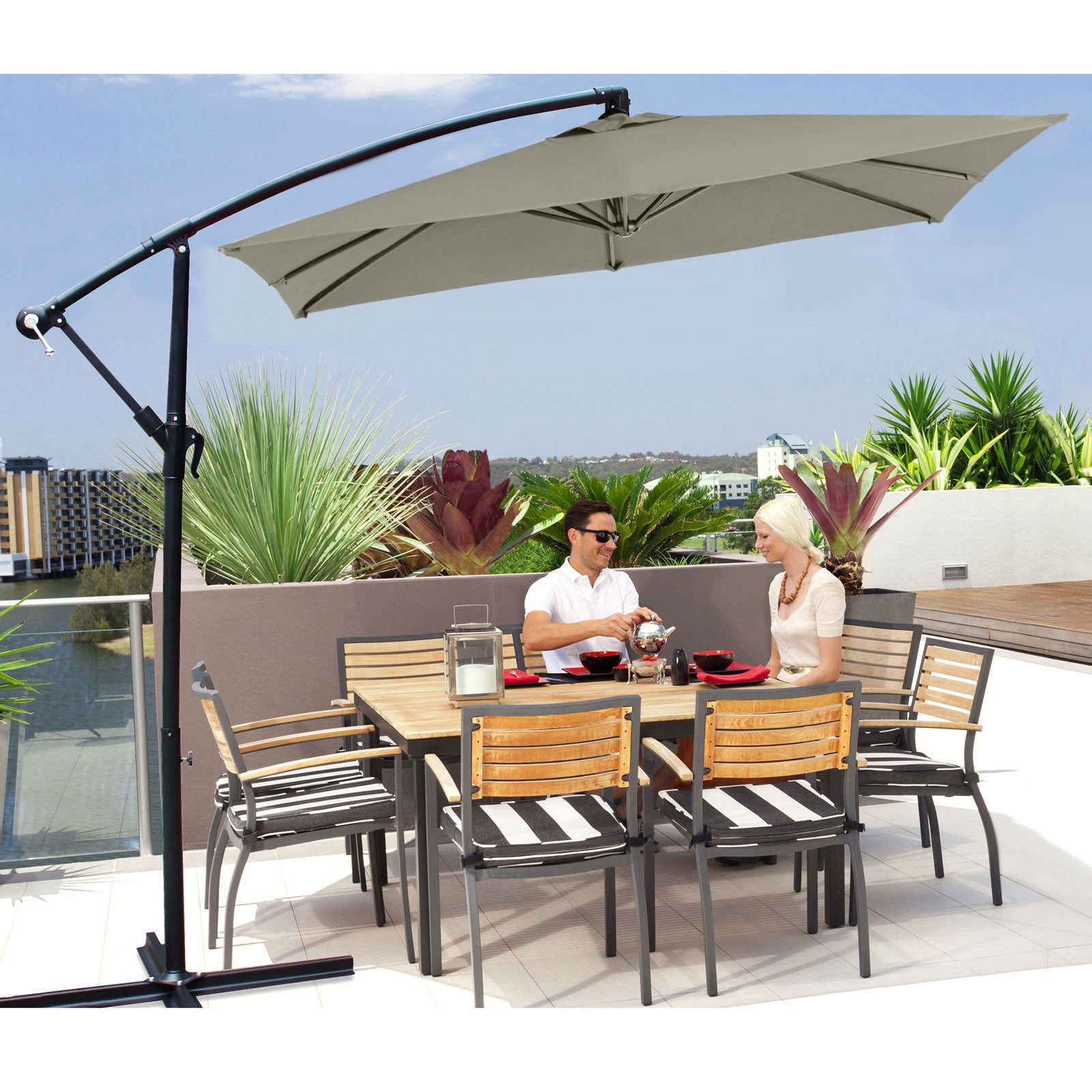 Milano 2.2M Outdoor Umbrella Cantilever Garden Deck Patio Shade Water-Resistant-Outdoor Umbrellas-PEROZ Accessories