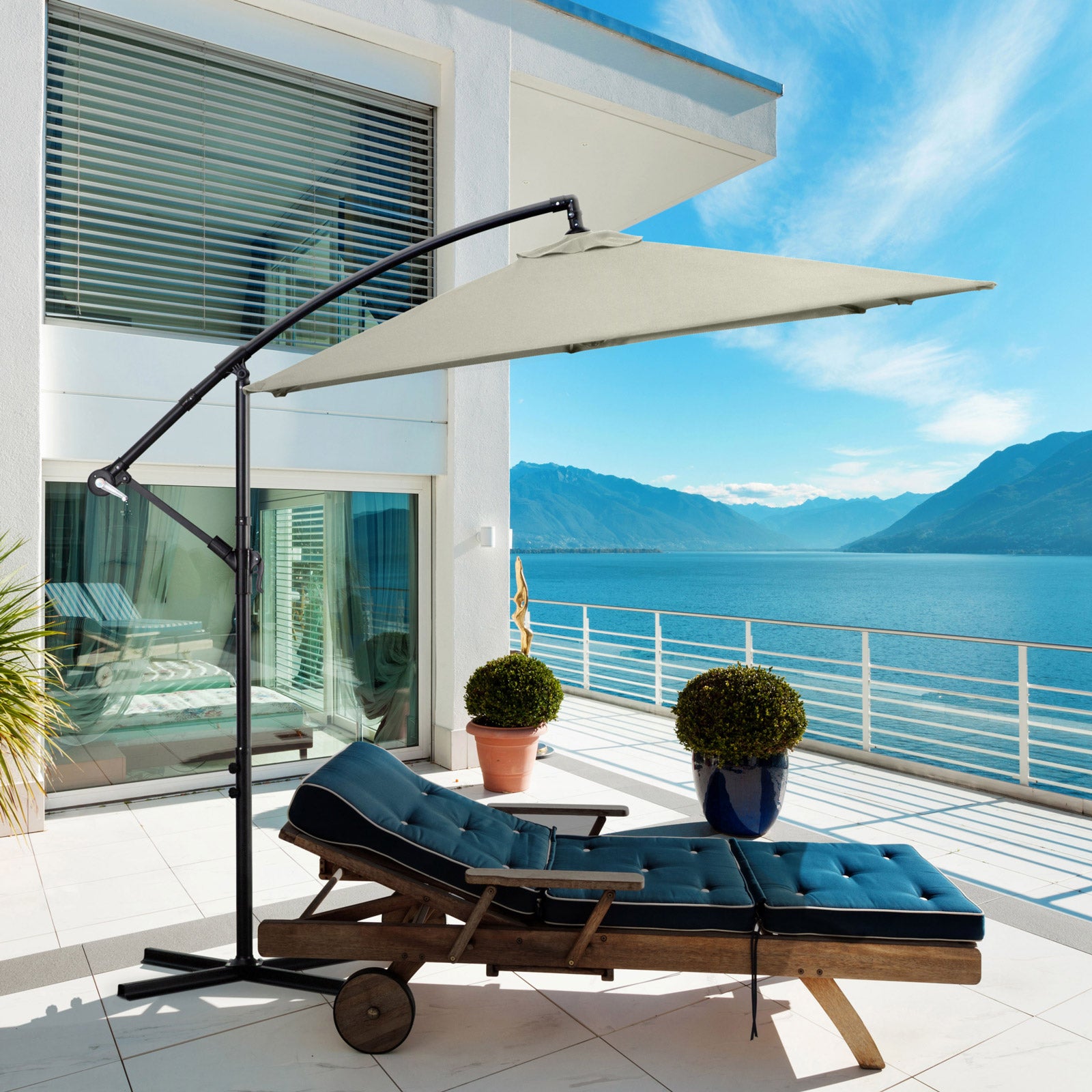 Milano 2.2M Outdoor Umbrella Cantilever Garden Deck Patio Shade Water-Resistant-Outdoor Umbrellas-PEROZ Accessories