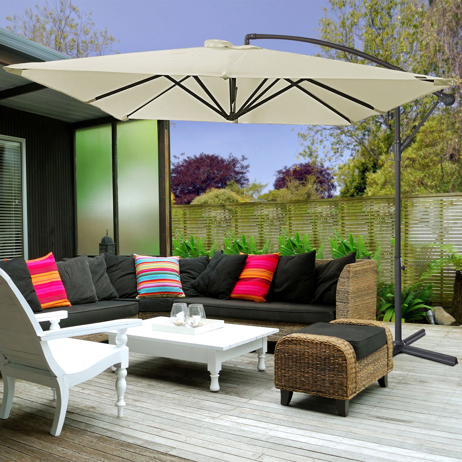 Milano 2.2M Outdoor Umbrella Cantilever Garden Deck Patio Shade Water-Resistant-Outdoor Umbrellas-PEROZ Accessories
