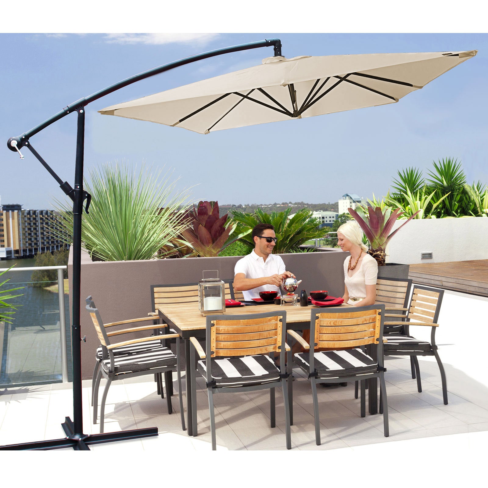Milano 2.2M Outdoor Umbrella Cantilever Garden Deck Patio Shade Water-Resistant-Outdoor Umbrellas-PEROZ Accessories