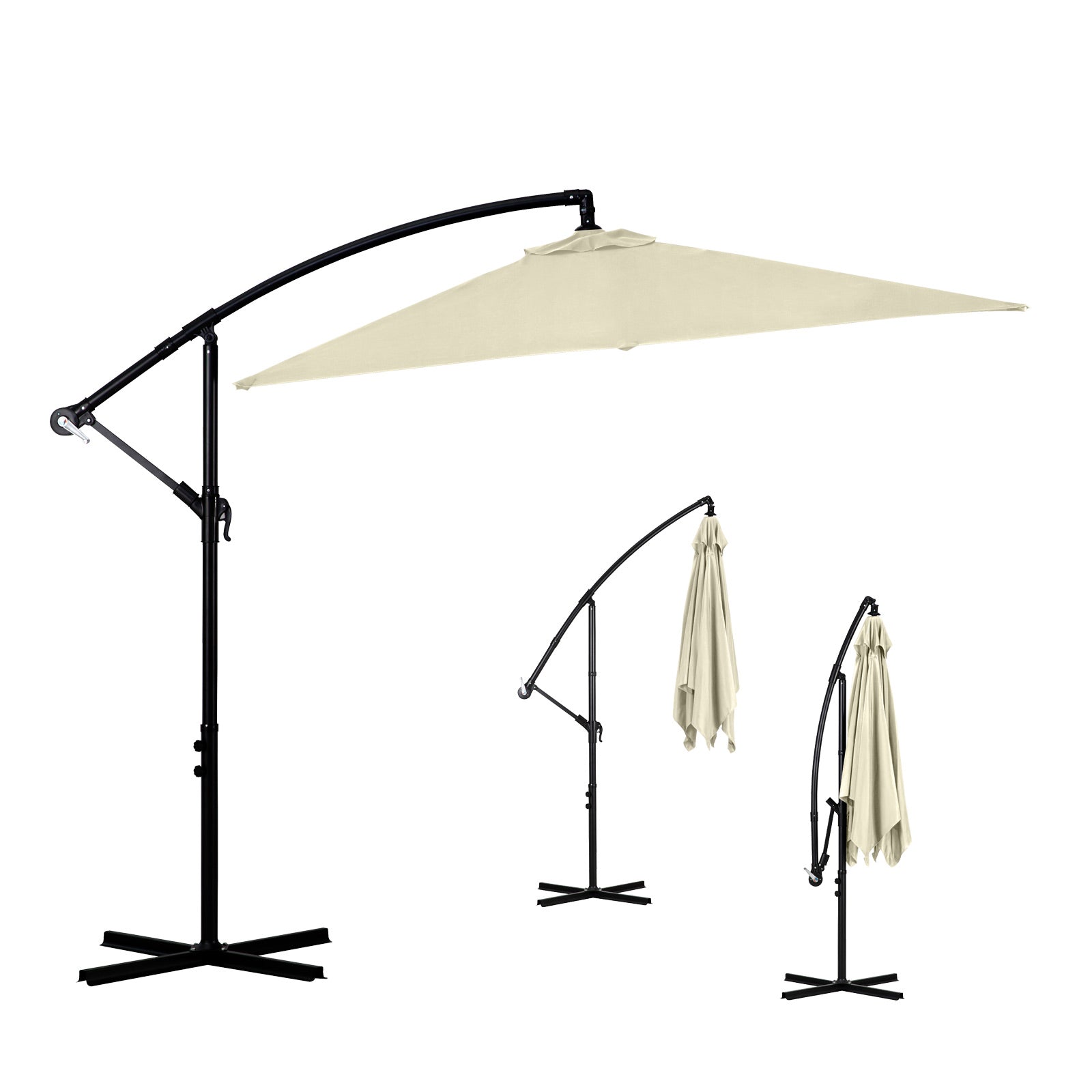 Milano 2.2M Outdoor Umbrella Cantilever Garden Deck Patio Shade Water-Resistant-Outdoor Umbrellas-PEROZ Accessories