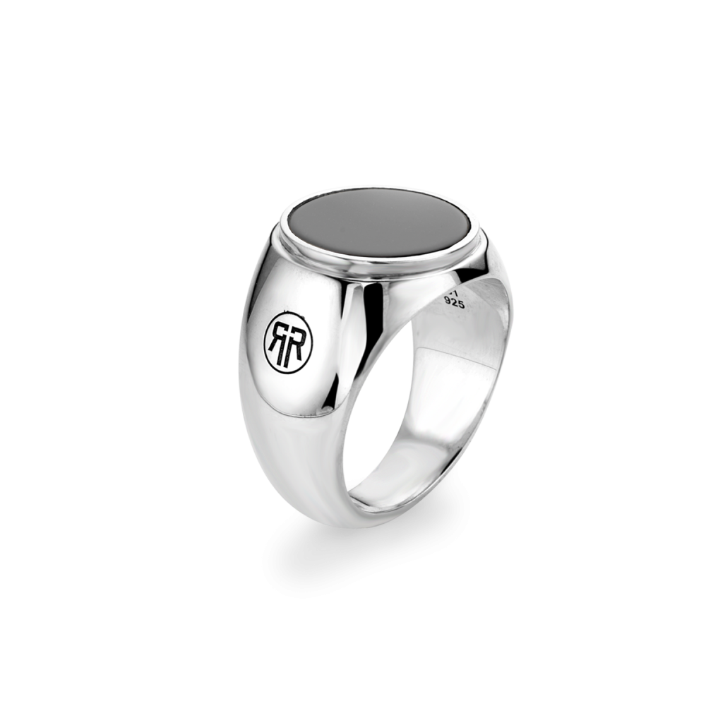 Rebel and Rose Ring Round Onyx Lowneck-PEROZ Accessories