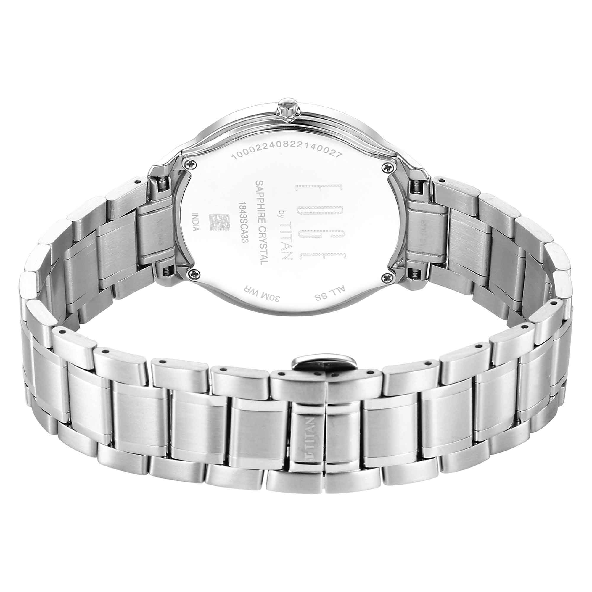 Titan Edge Metal Silver Dial Stainless Steel Strap Watch for Men-PEROZ Accessories