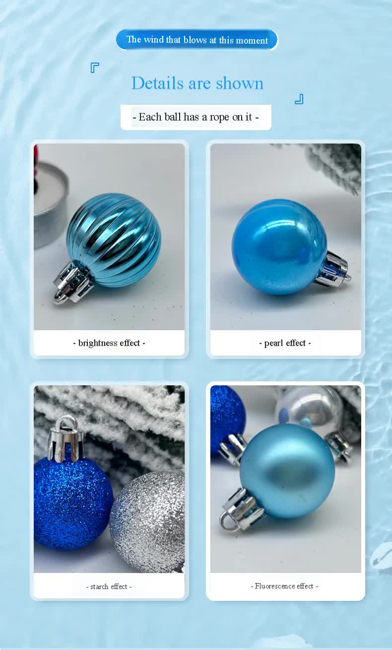 49-Piece Christmas Ornament Set - 3cm Blue, Silver Baubles for Christmas Tree Decoration-Occasions > Christmas > Christmas Decorations-PEROZ Accessories