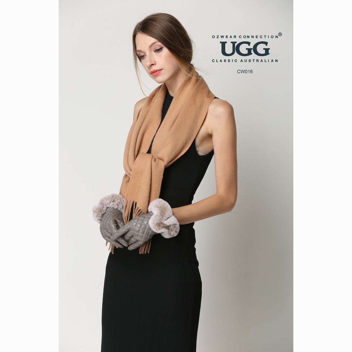 Ugg Cashmere & Wool Scarf Camel-Scarves-PEROZ Accessories