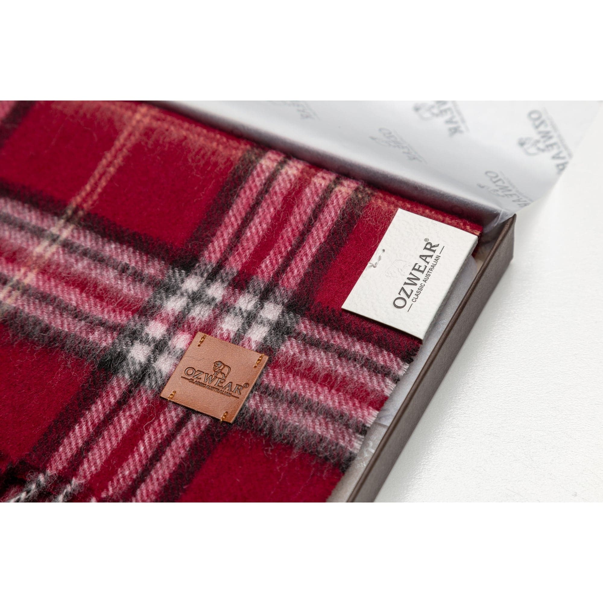 100% Wool Scarf Red Check-Scarves-PEROZ Accessories