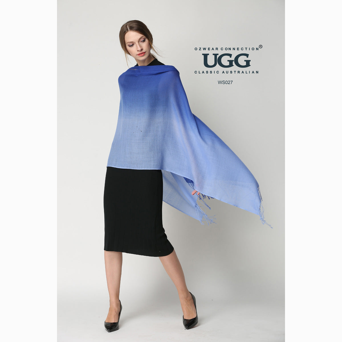 Ugg 100% Merino Wool Tie Dye Scarf Sky and Blue-Scarves-PEROZ Accessories