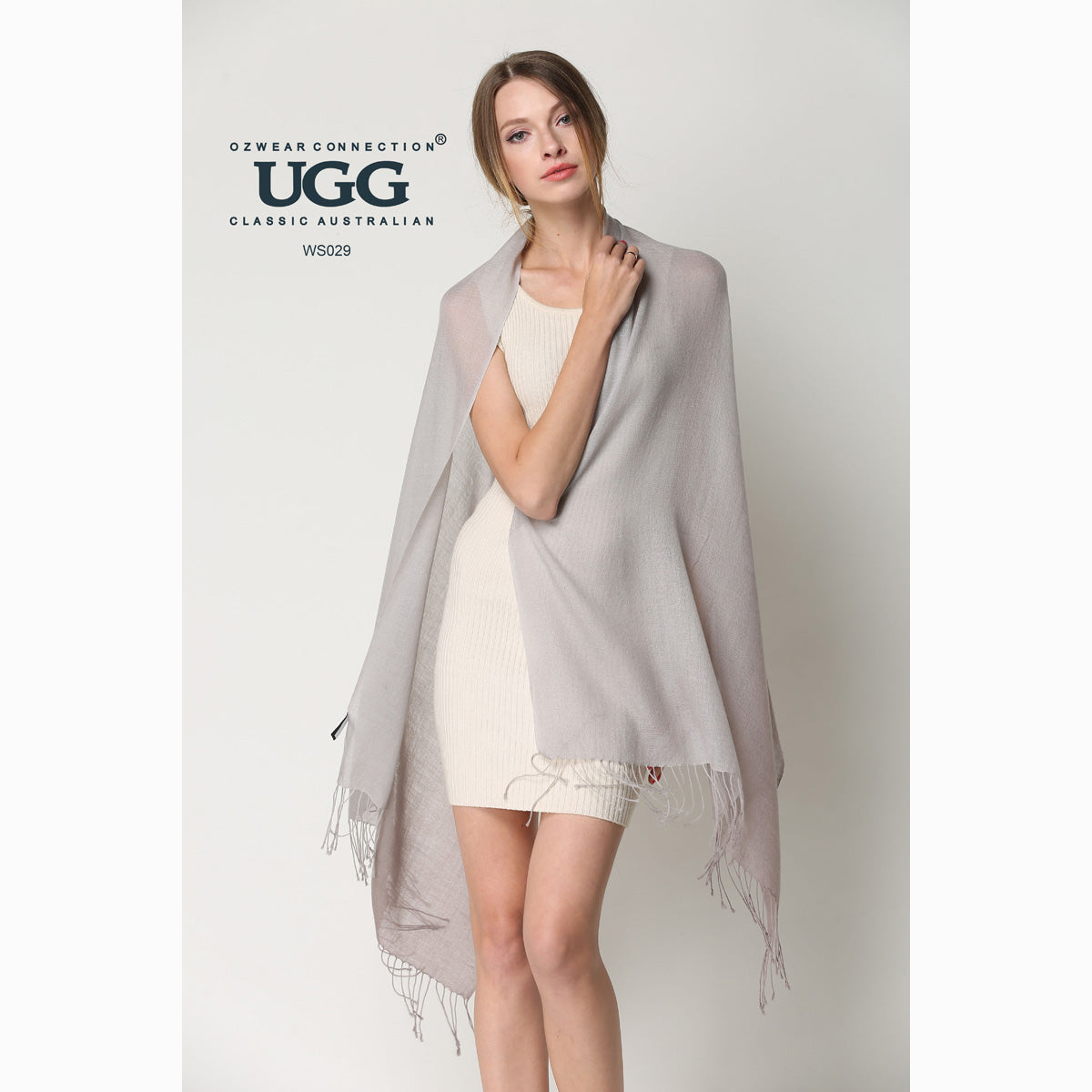 Ugg 100% Merino Wool Tie Dye Scarf Grey and Taupe-Scarves-PEROZ Accessories