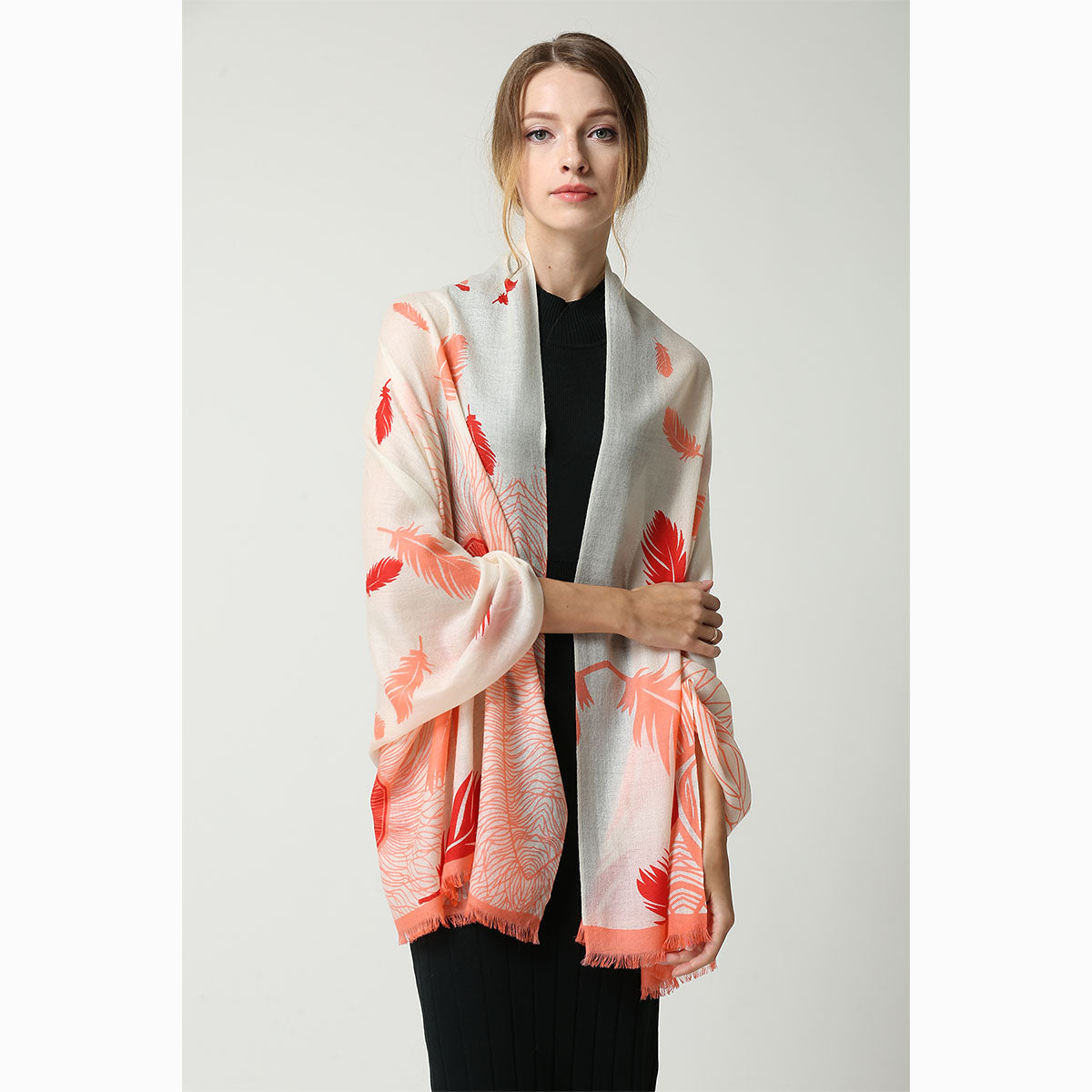 Ugg 100% Australian Merino Wool Scarf Cream and Coral-Scarves-PEROZ Accessories