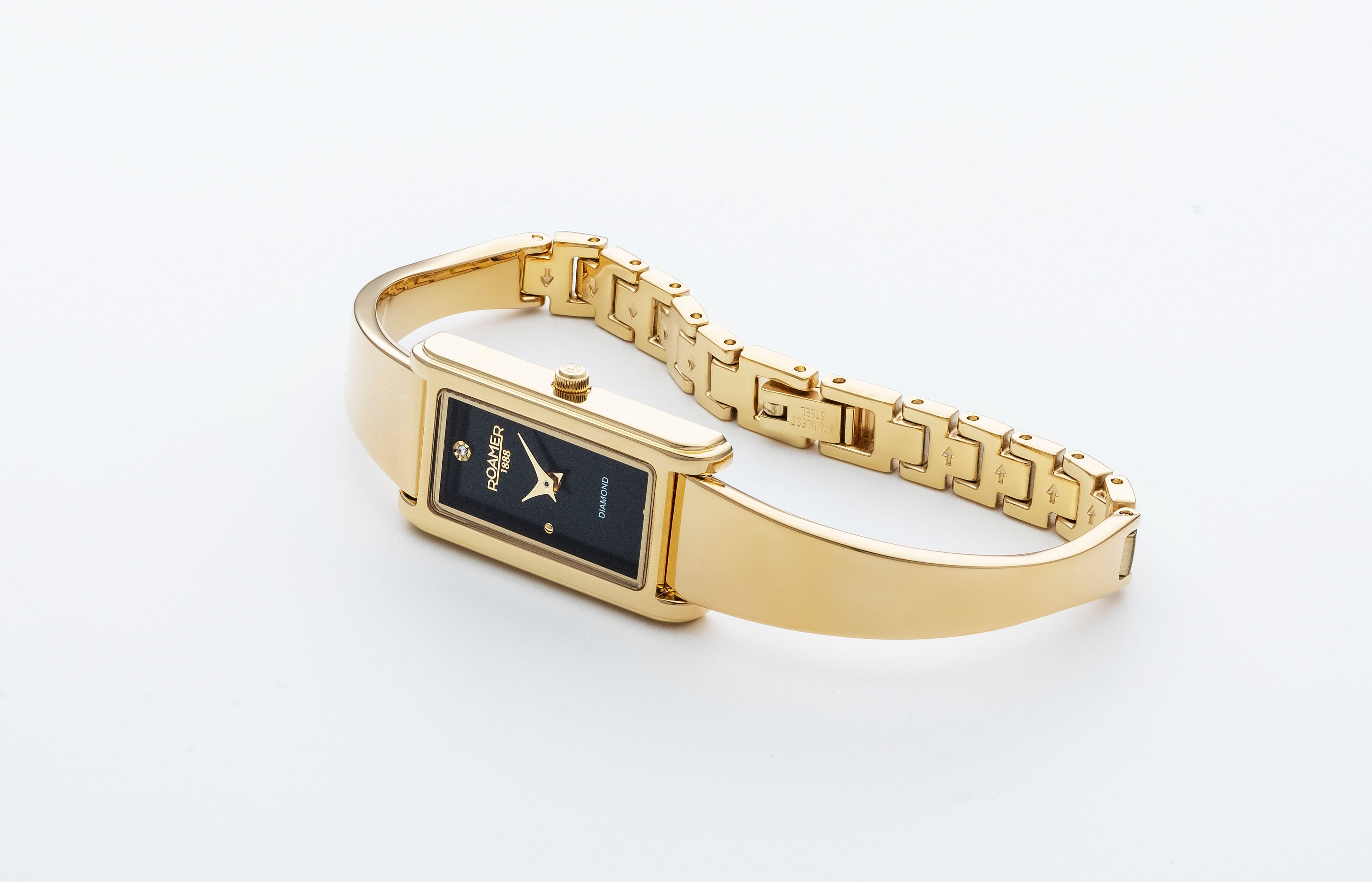 Roamer Elegance Diamond 42mm Gold Stainless Steel Strap Watch-PEROZ Accessories