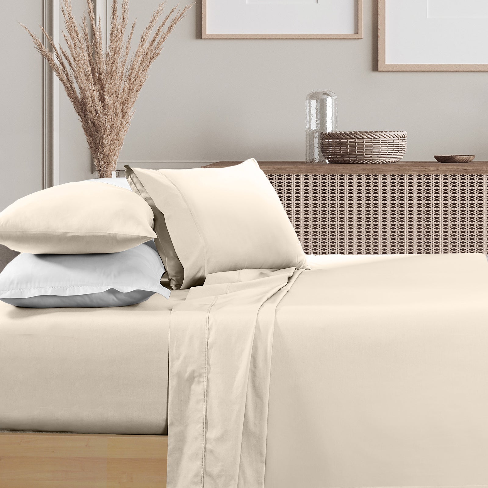 Renee Taylor 1500 Thread Count Pure Soft Cotton Blend Flat & Fitted Sheet Set-Bed Linen-PEROZ Accessories